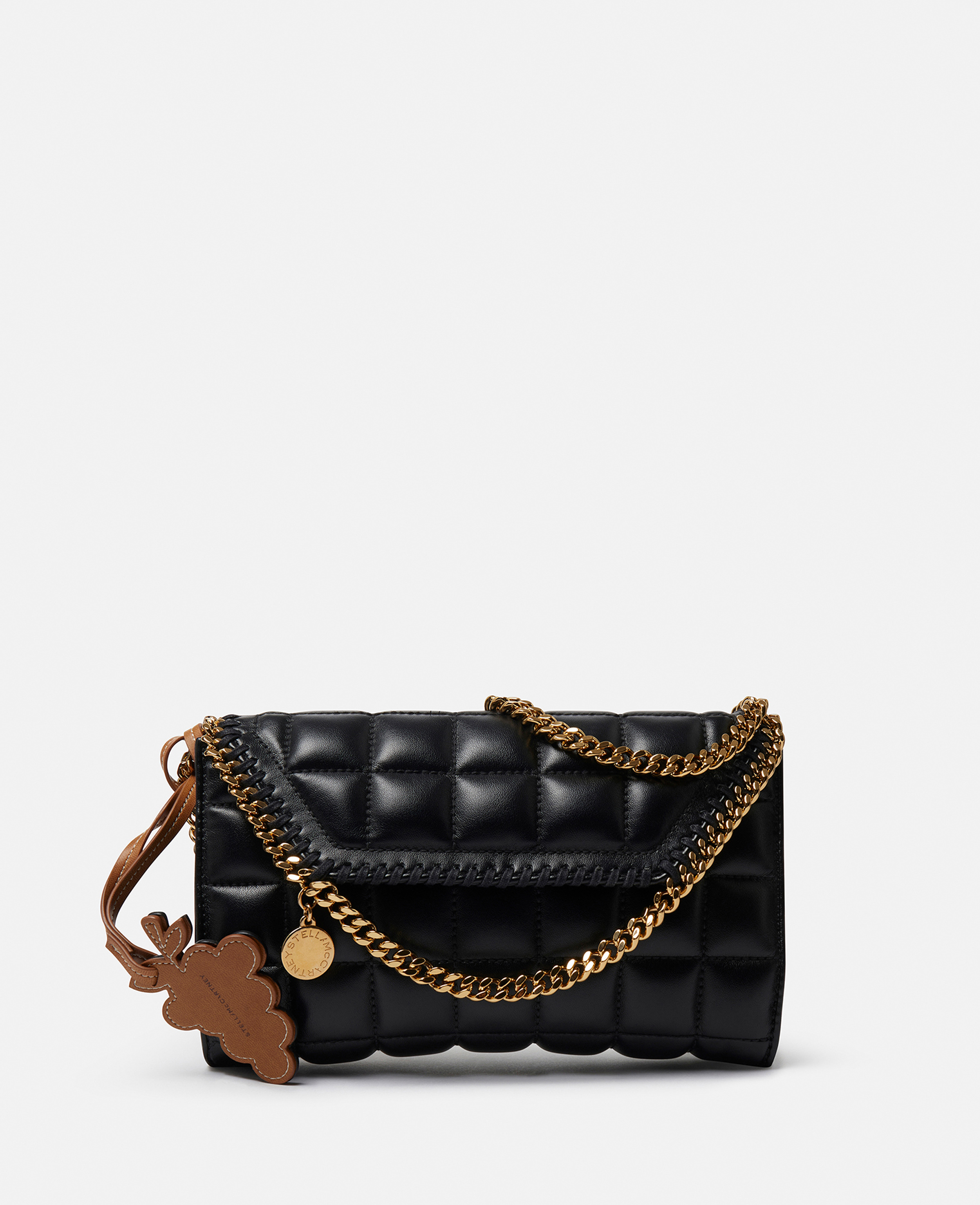 Stella Mccartney Falabella Square Quilted Wallet Crossbody Bag In Black