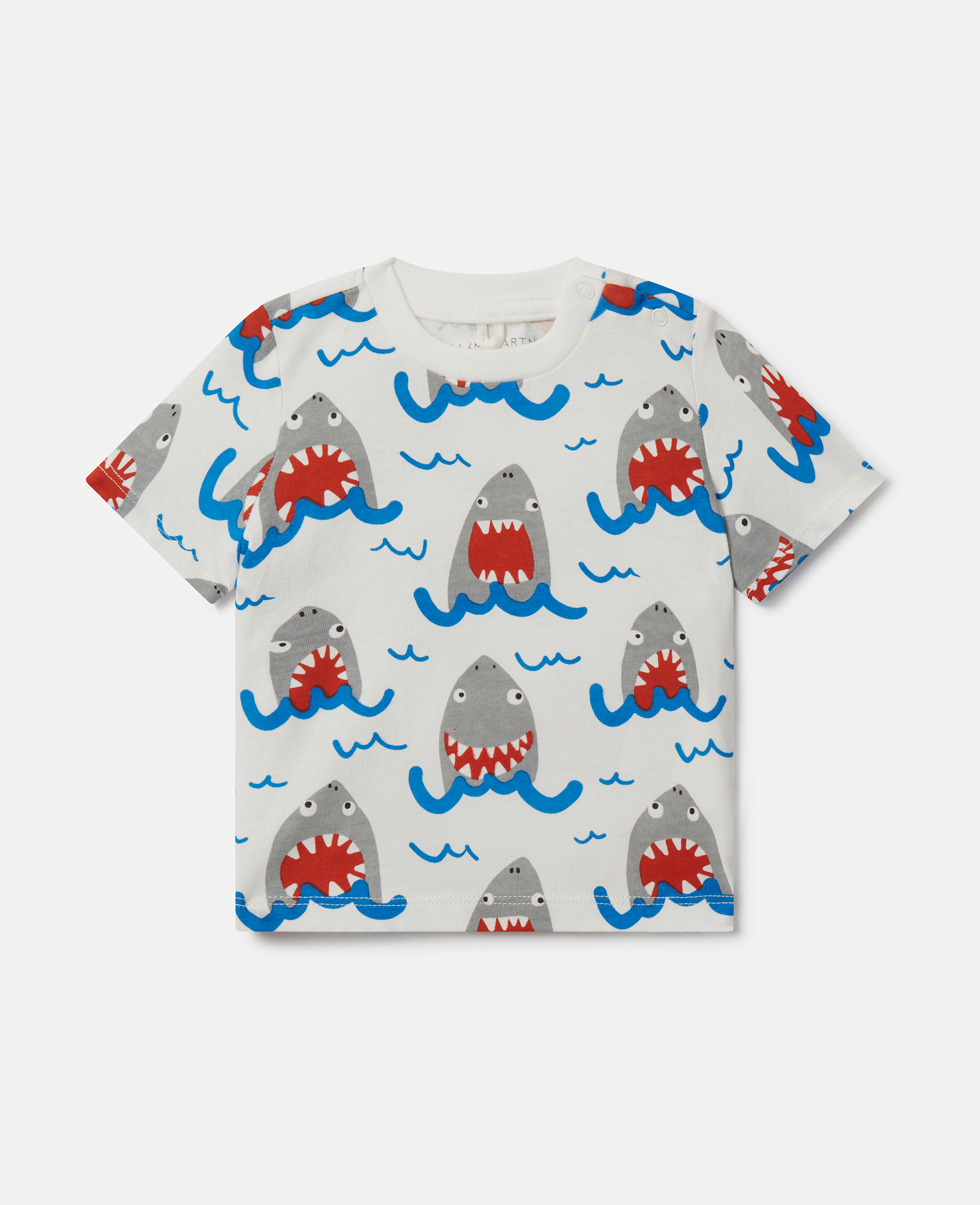 Stella Mccartney Kids' Shark Print T-shirt In Ivory