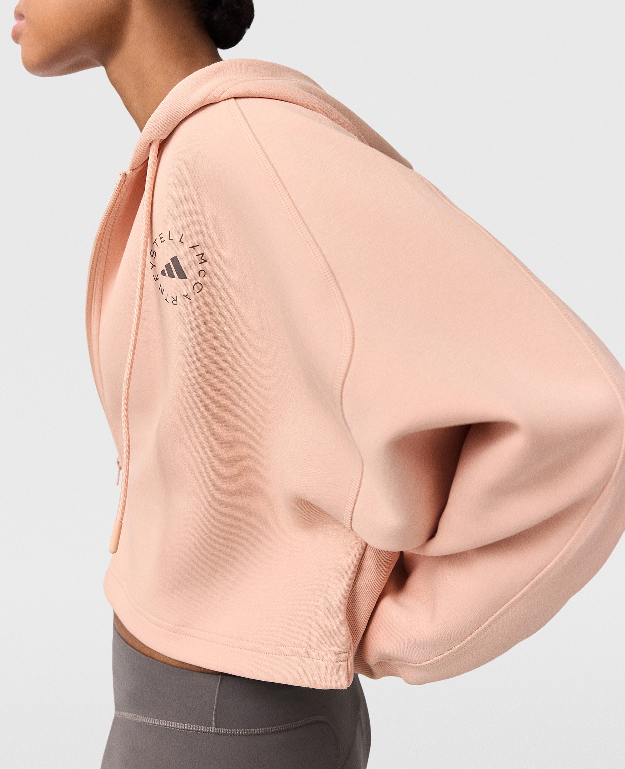 Stella McCartney - Logo Cropped Hoodie, Donna, Beige, Taglia: S