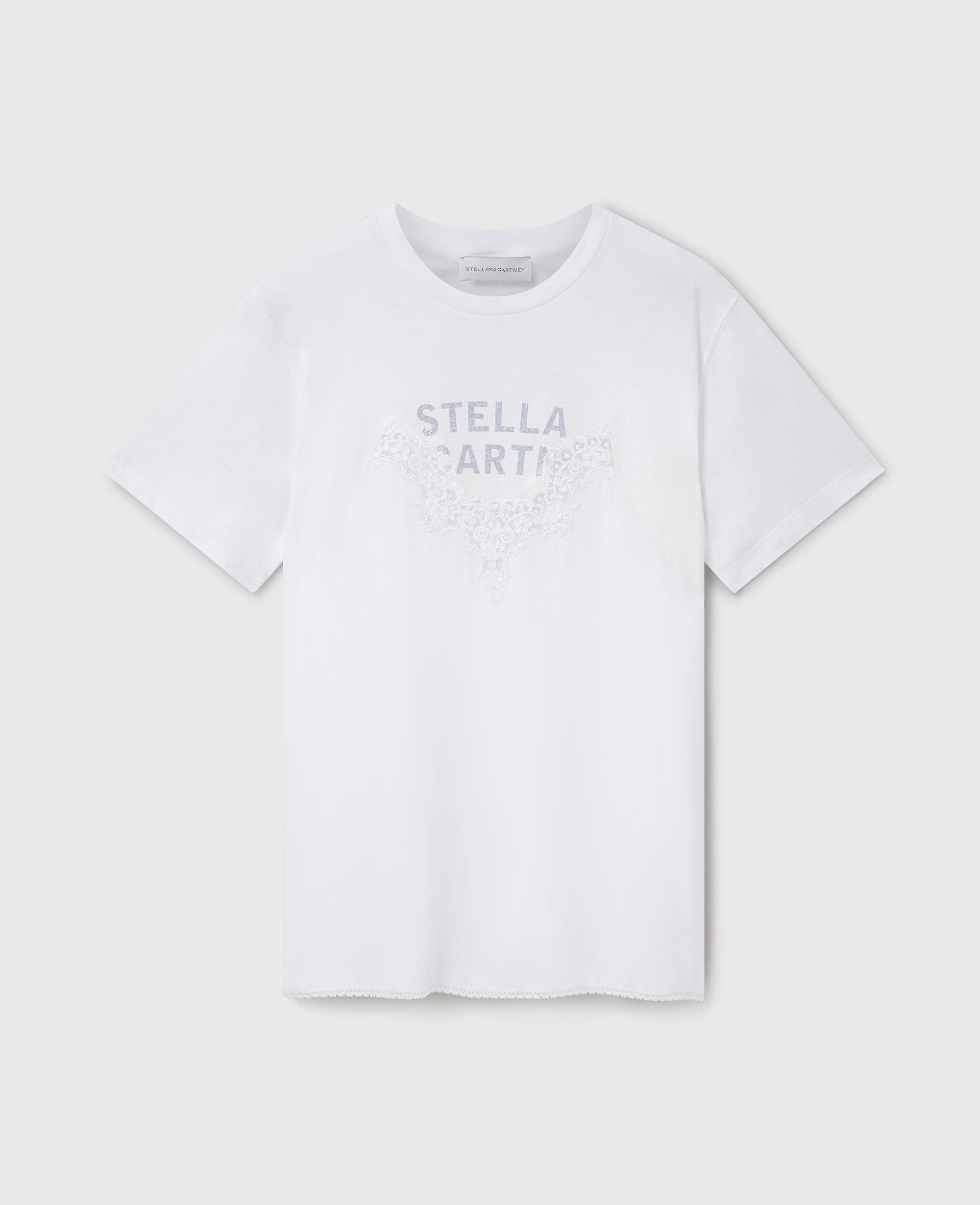 T-shirt carré graphique avec empiècement en dentelle, , , Taille: S - Stella McCartney - Modalova