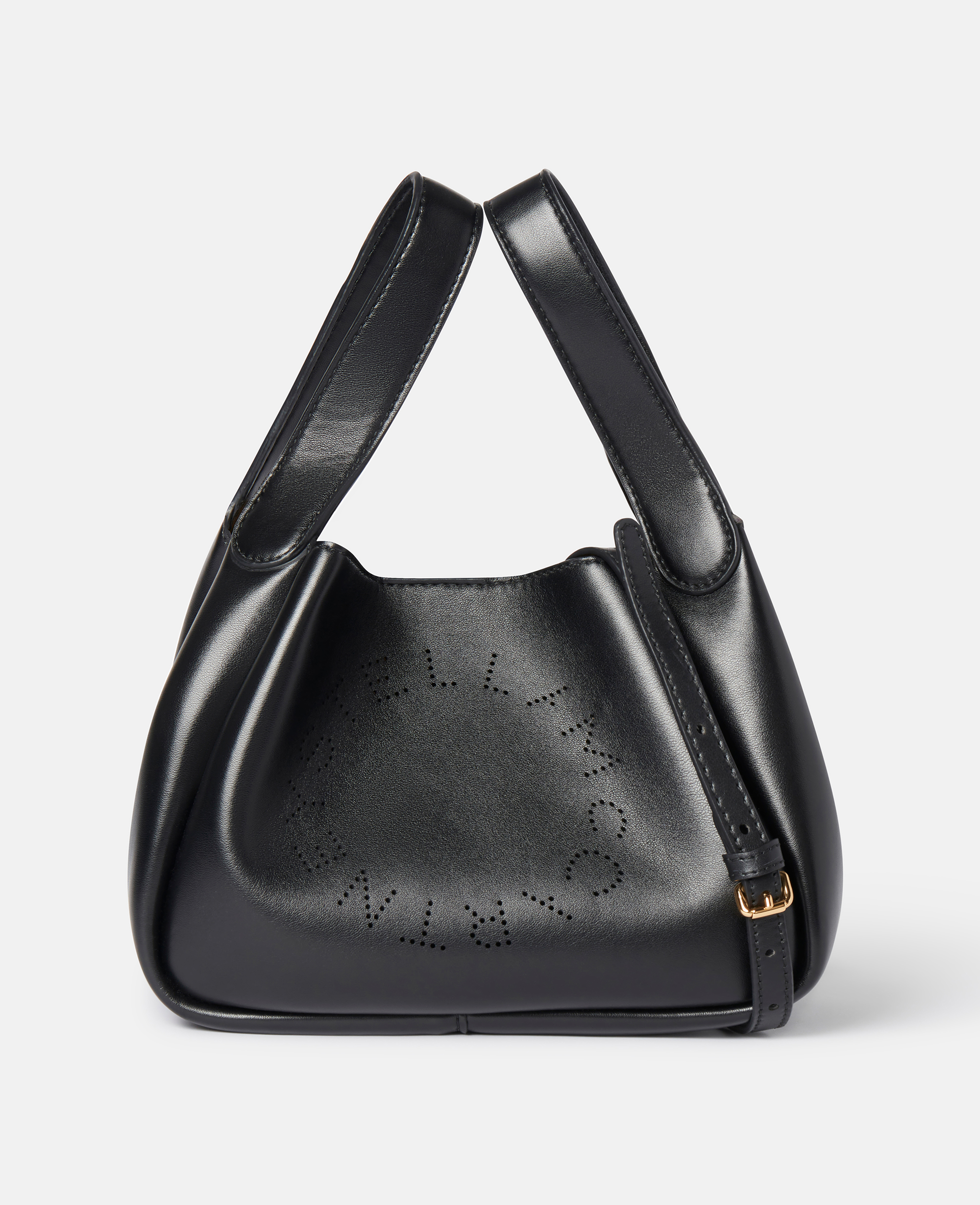 Stella Mccartney Logo Double Top Handle Crossbody Bag In Black
