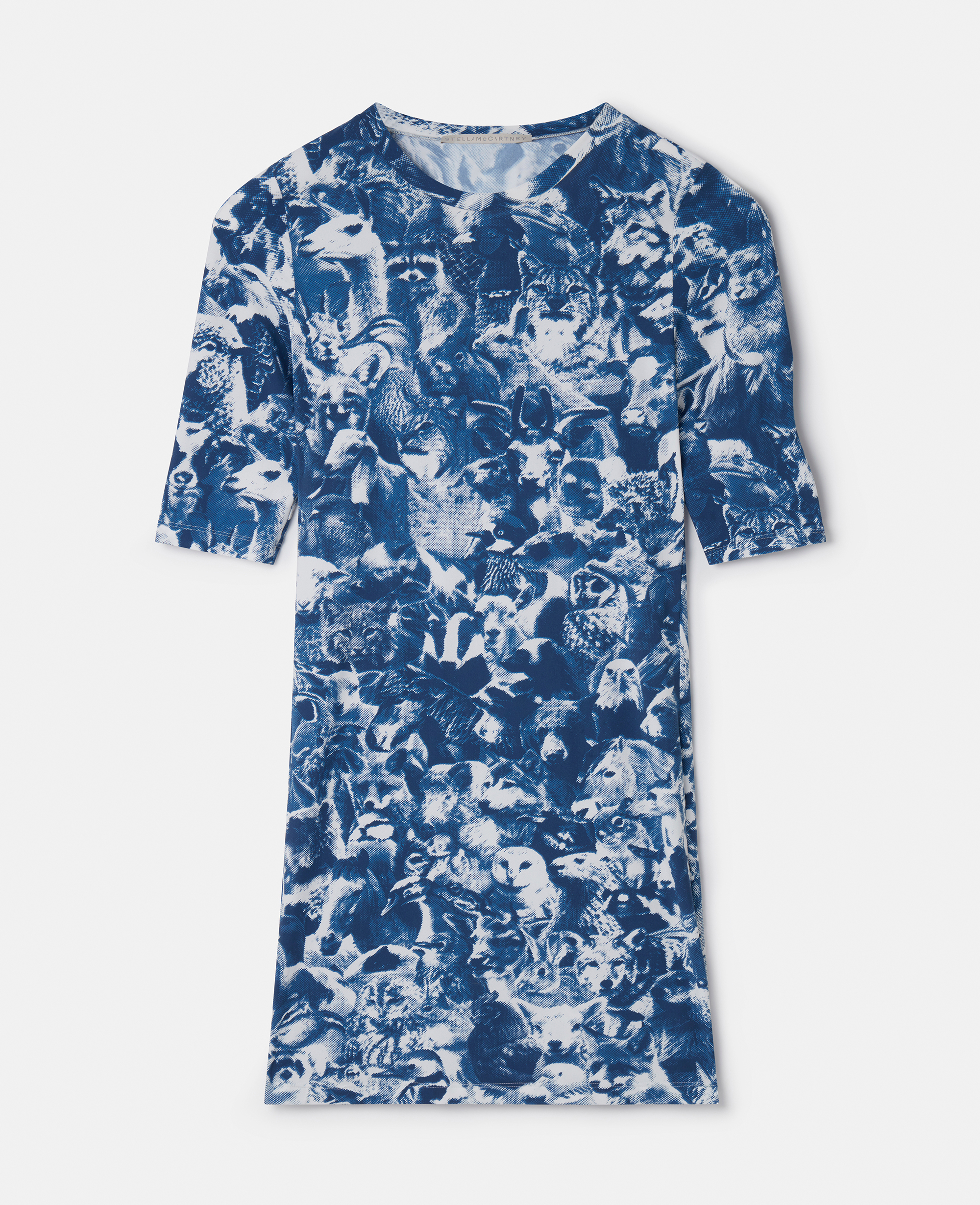 Shop Stella Mccartney Animal Forest Print Mini Dress In Blue