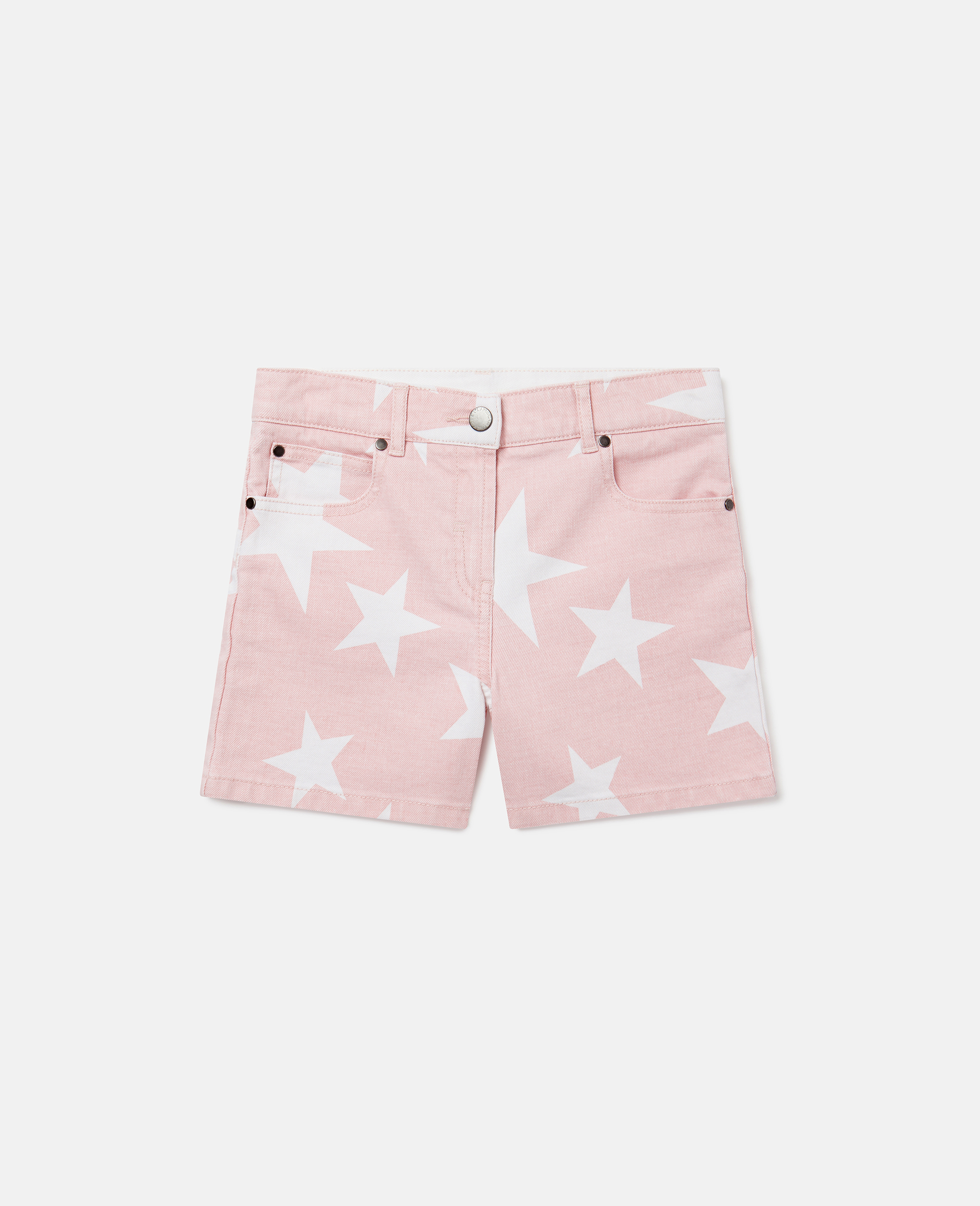 Stella Mccartney Kids' Star Print Denim Shorts In Pink