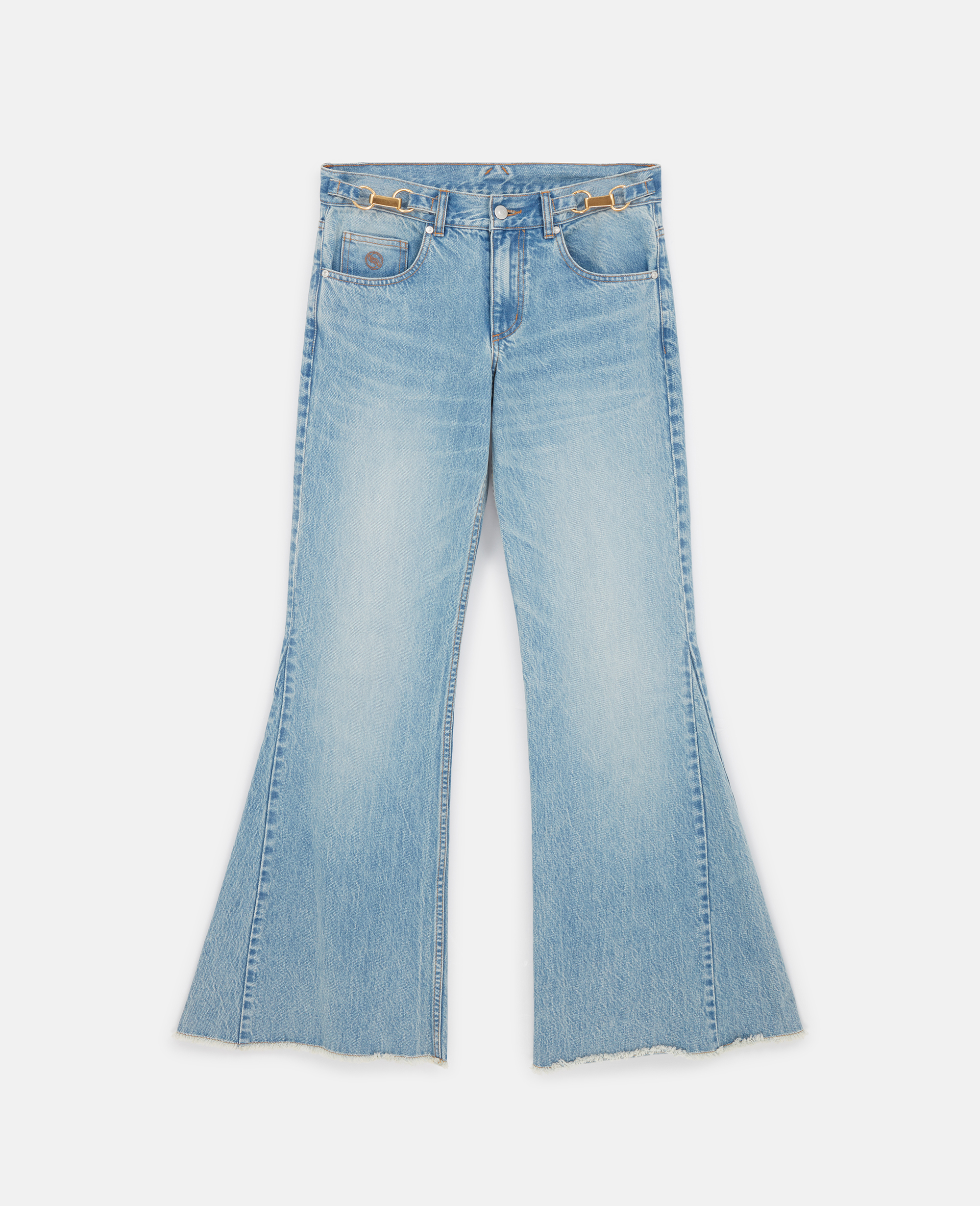 Stella Mccartney Clasp-embellished Low-rise Flared Jeans In Blue