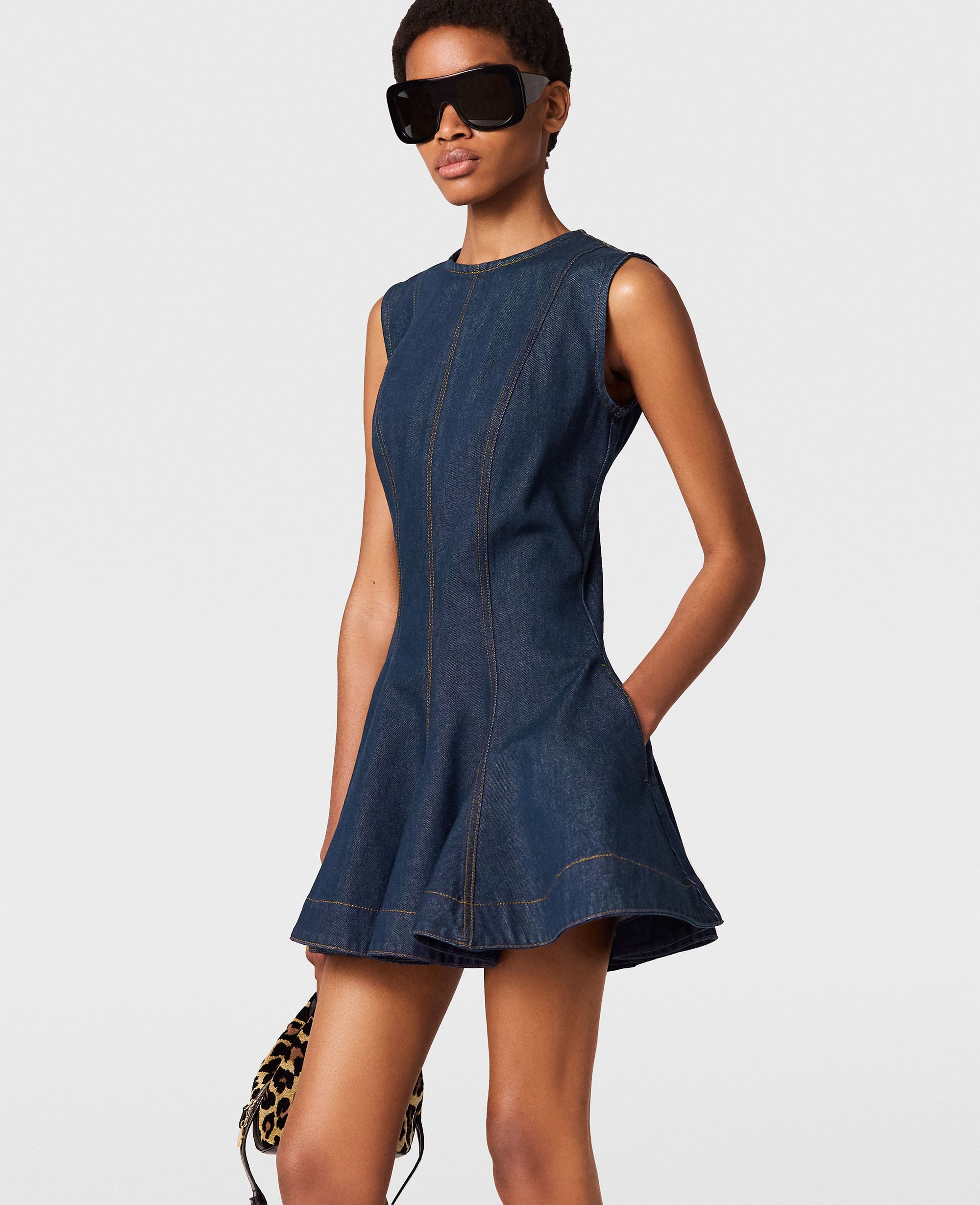 Stella McCartney - Mini-Jeanskleid mit Schößchen, , Größe: L