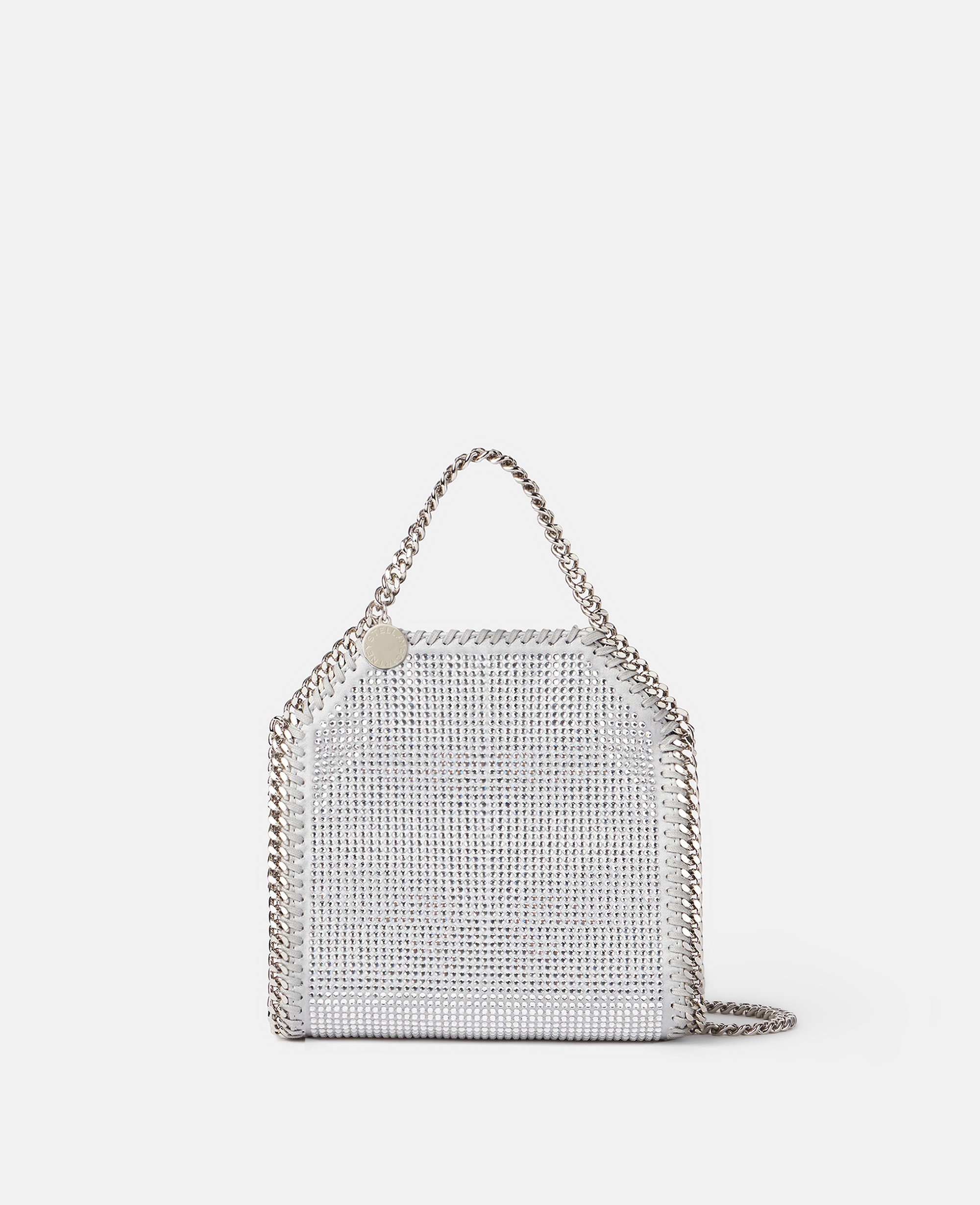 Stella Mccartney Falabella Crystal Mesh Mini Tote Bag In Silver