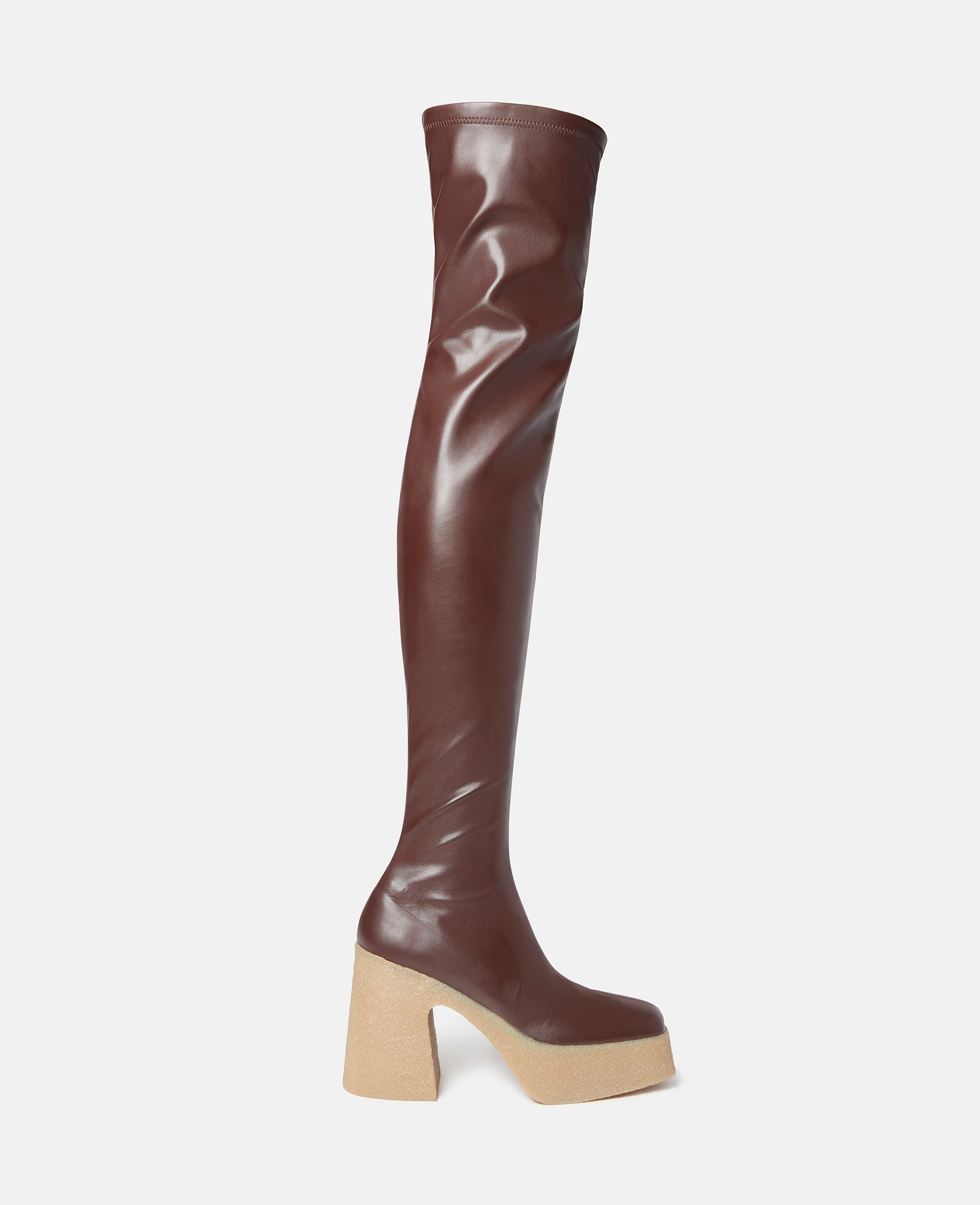 Stella Mccartney Skyla Stretch Over-the-knee Boots In Chocolate Brown