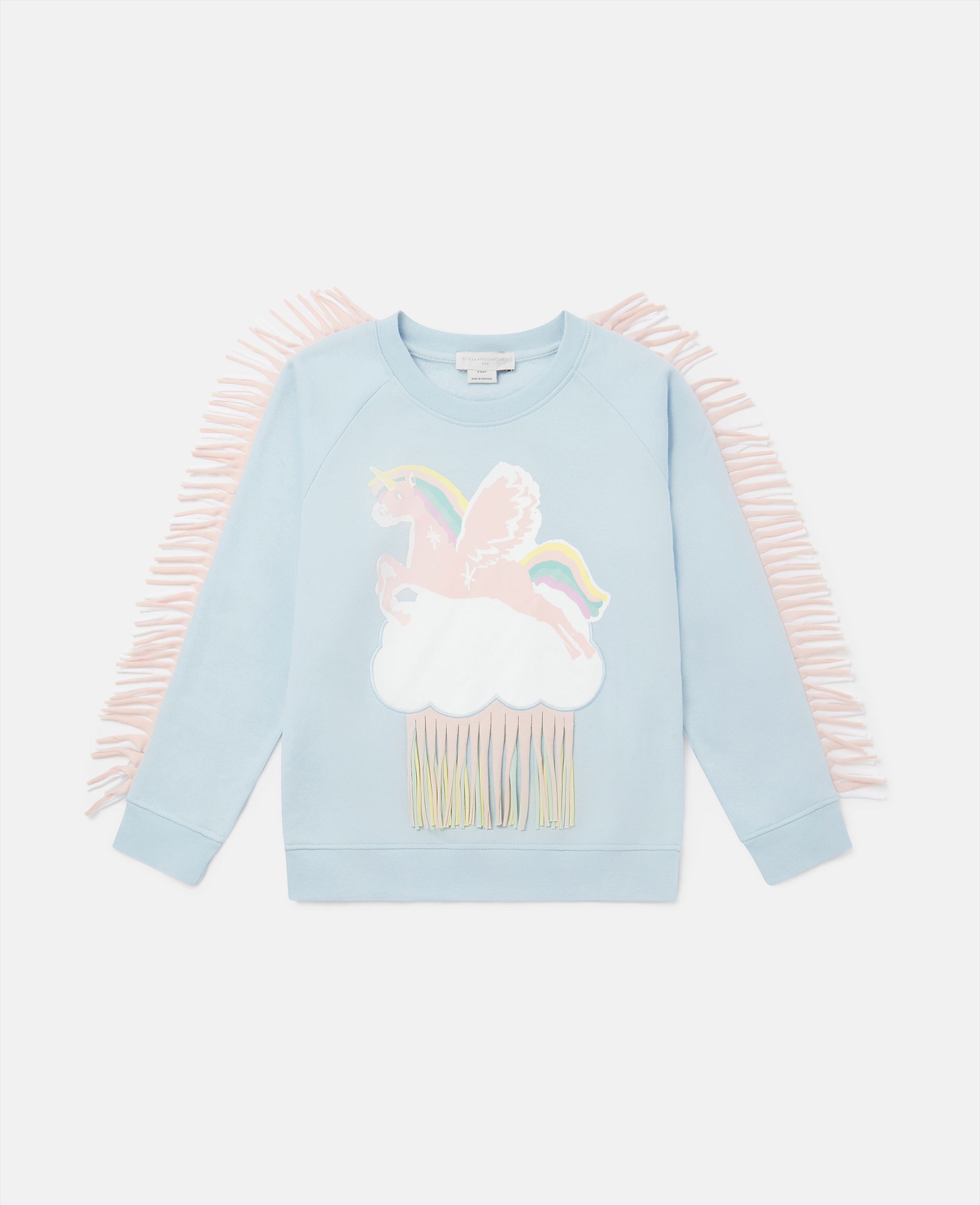 Stella Mccartney Kids' Fringed Unicorn Cloud Sweatshirt In Ivory Multicolour