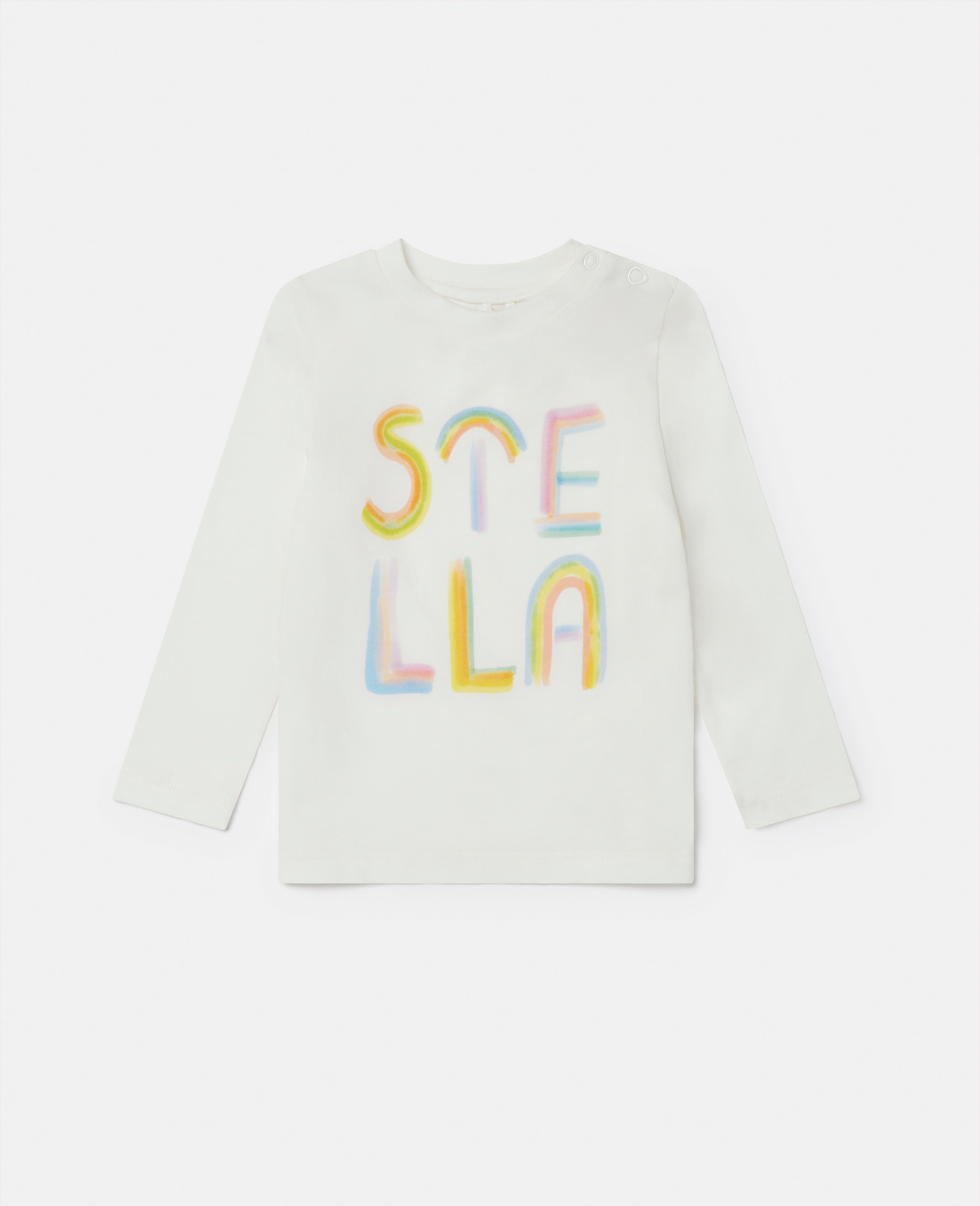 stella mccartney - stella logo rainbow long sleeve t-shirt, woman, cream, size: 12m