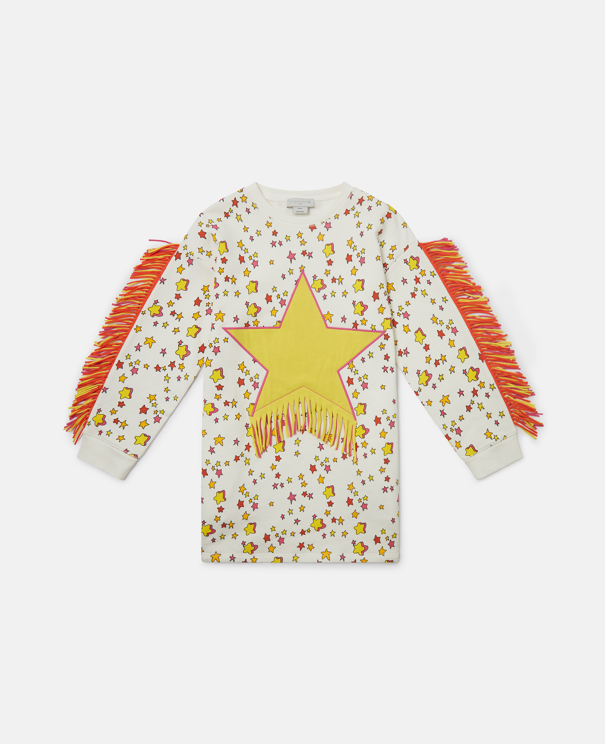Stella McCartney - Star Graphic Fringed Sweatshirt Dress, , Size: 8