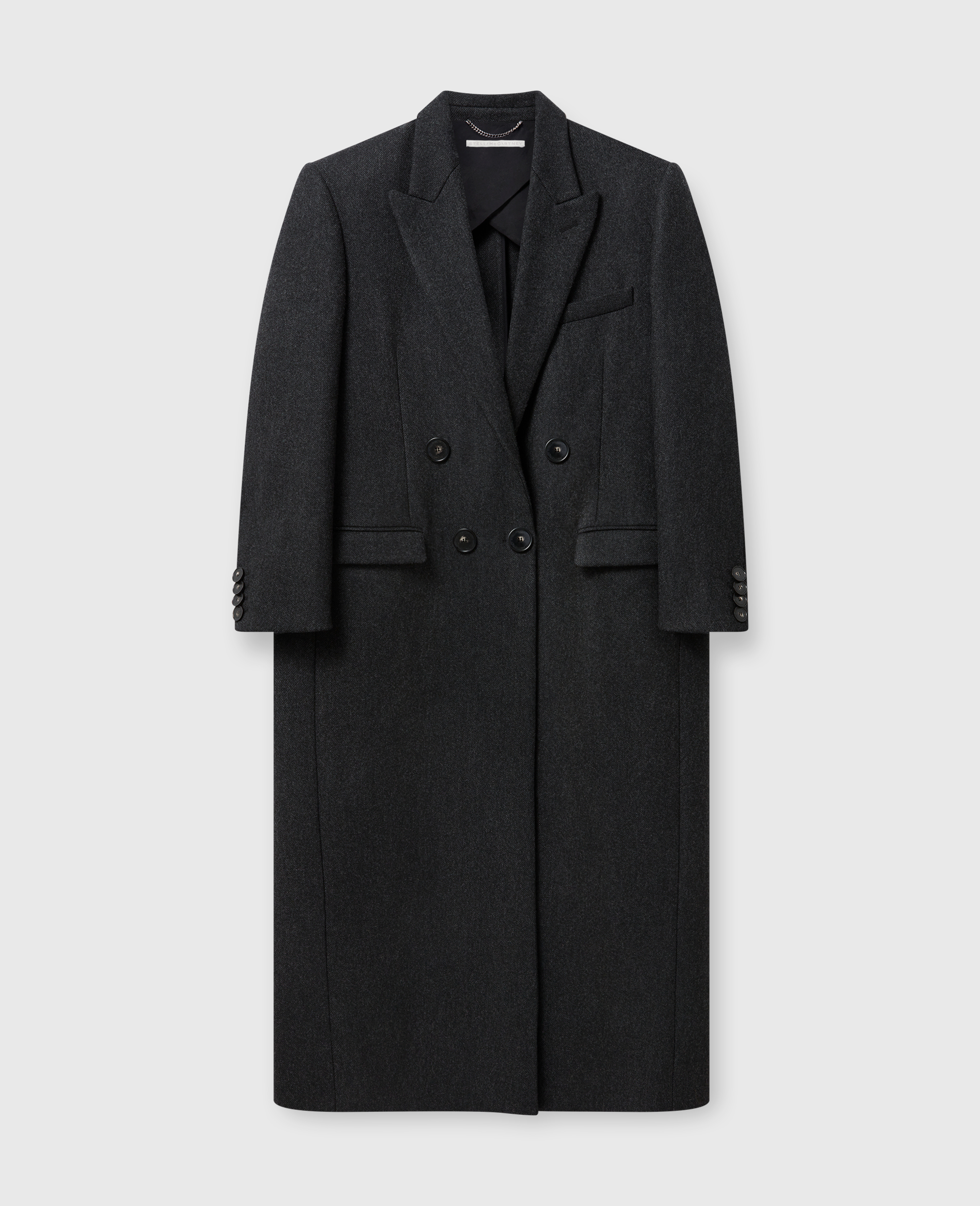 Stella Mccartney Double Breasted Wool Long Coat In Concrete