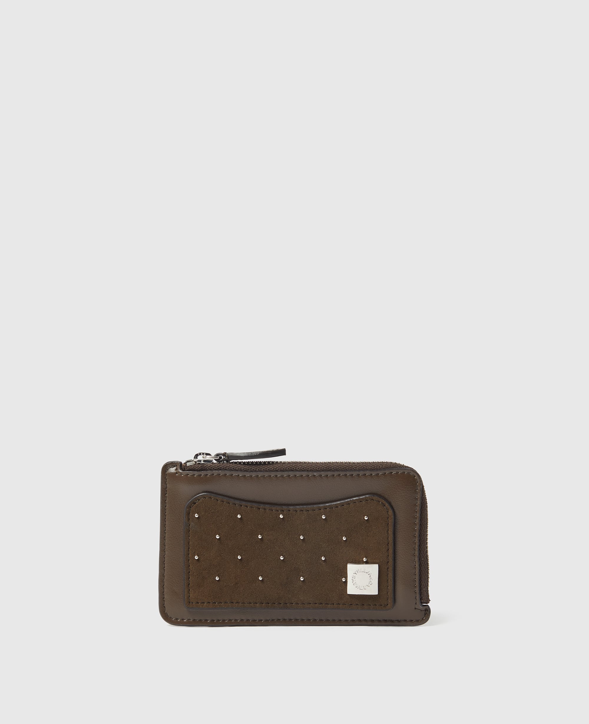 Stella McCartney - Ryder Studded Zip Cardholder, Woman, Moka