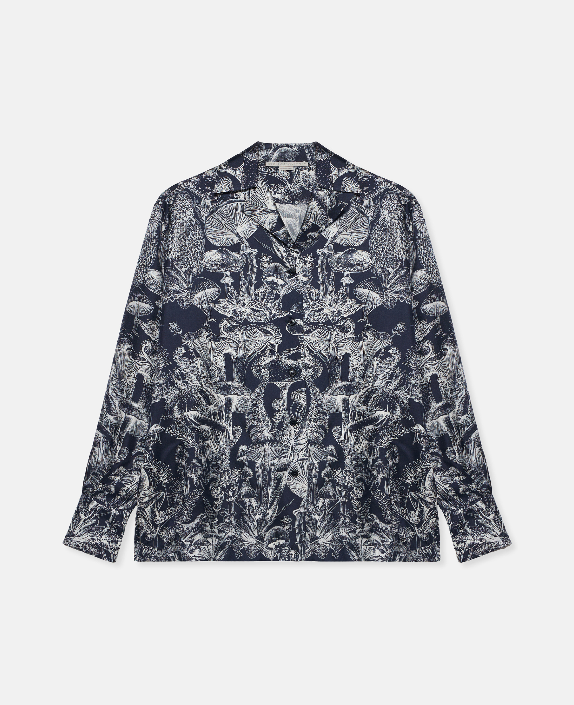Stella Mccartney Fungi Forest Print Silk Pyjama Shirt In Blue