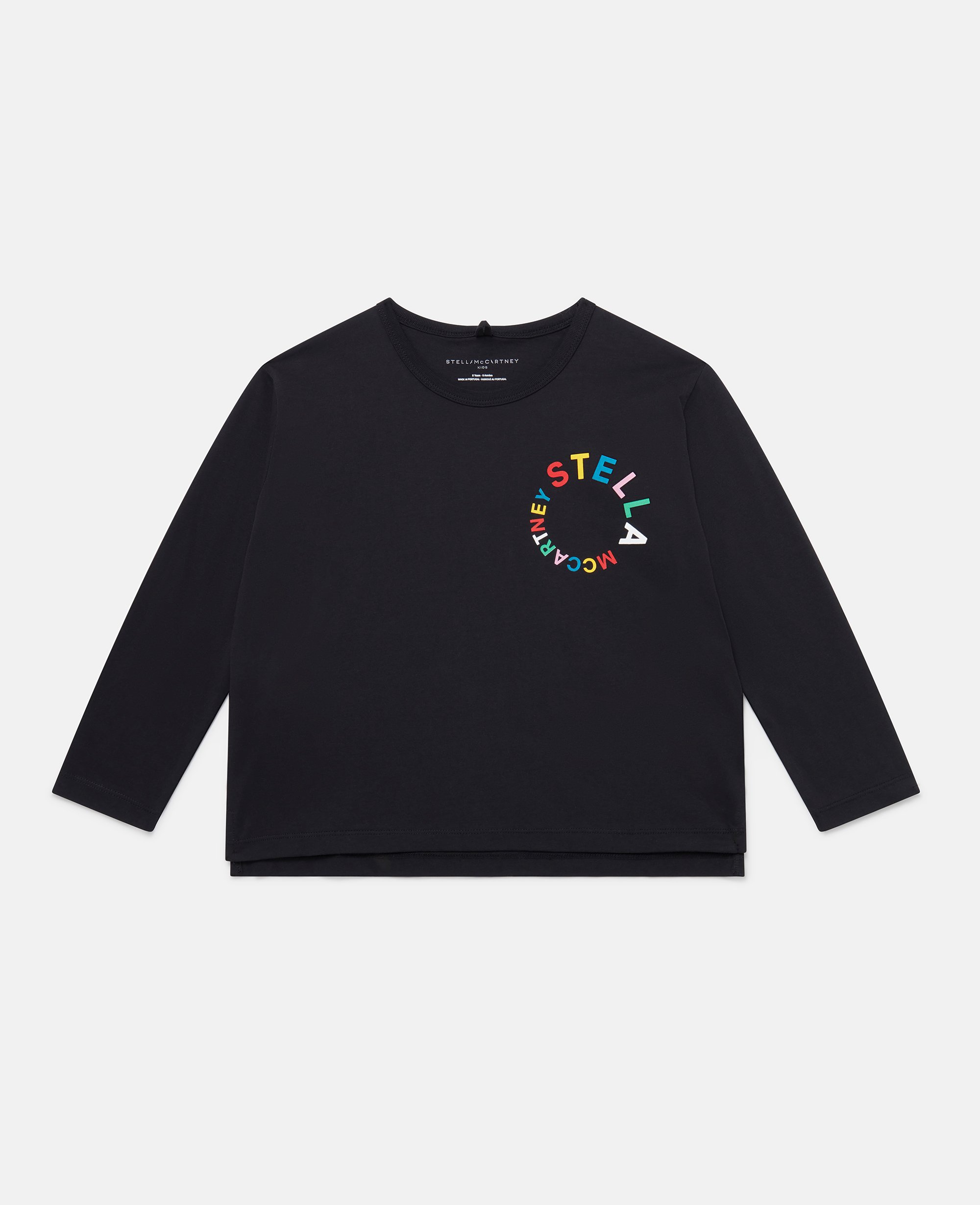 Stella Mccartney Kids' Logo Embroidery Long Sleeve T-shirt In Black