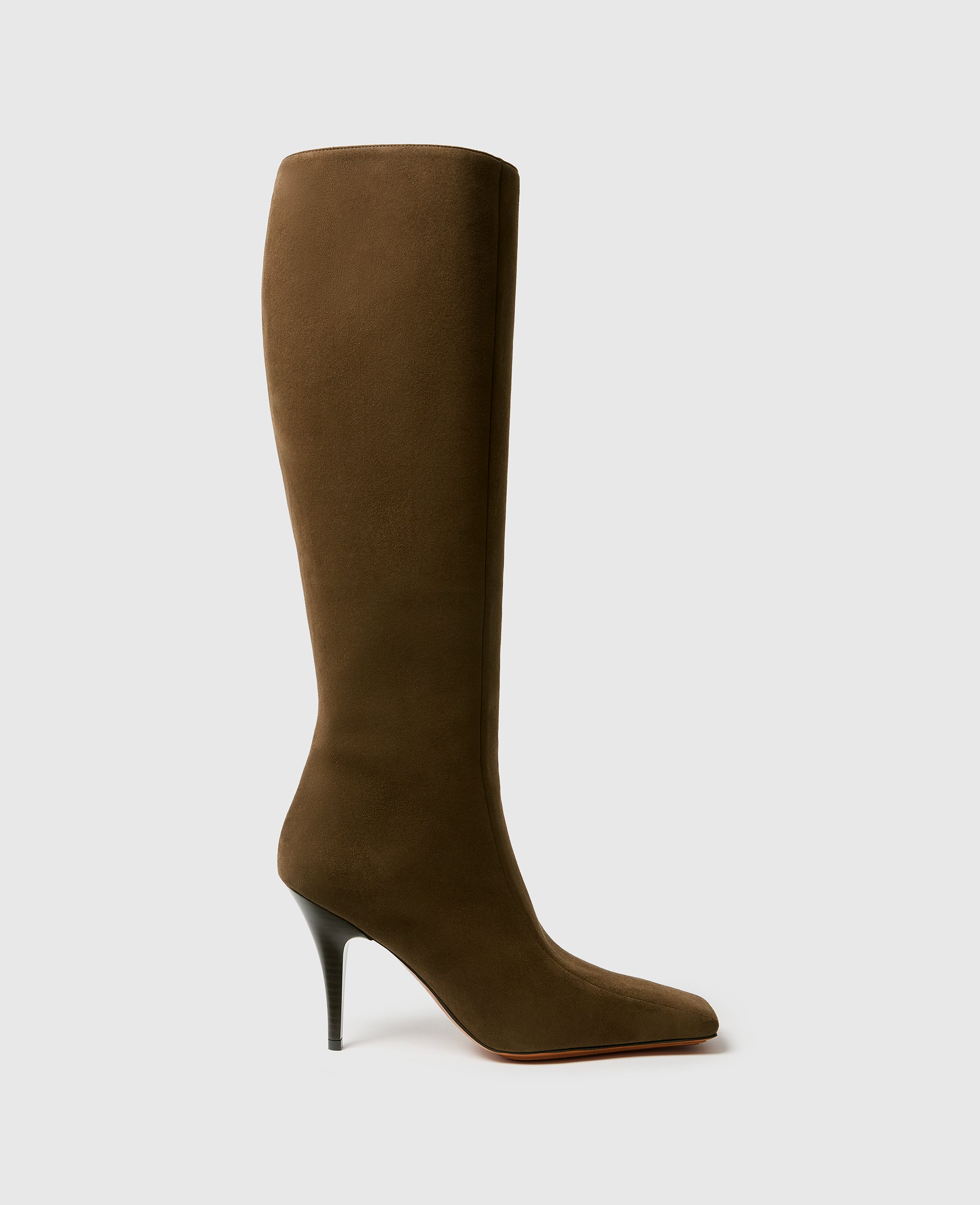Stella McCartney - Square-Toe Suede Knee-High Stiletto Boots, , Size: 38