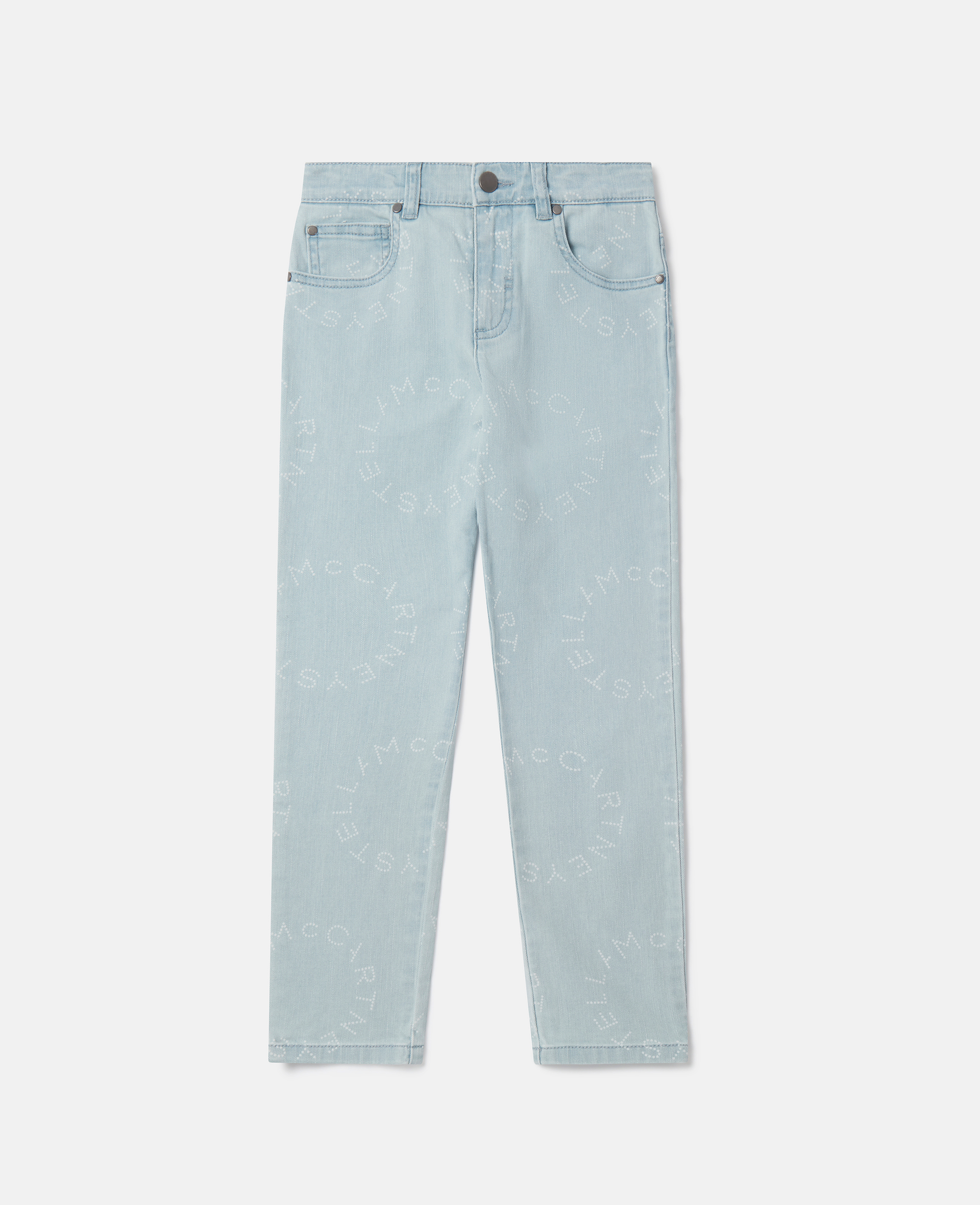 Stella Mccartney Kids' Medallion Logo Straight Leg Jeans In Blue