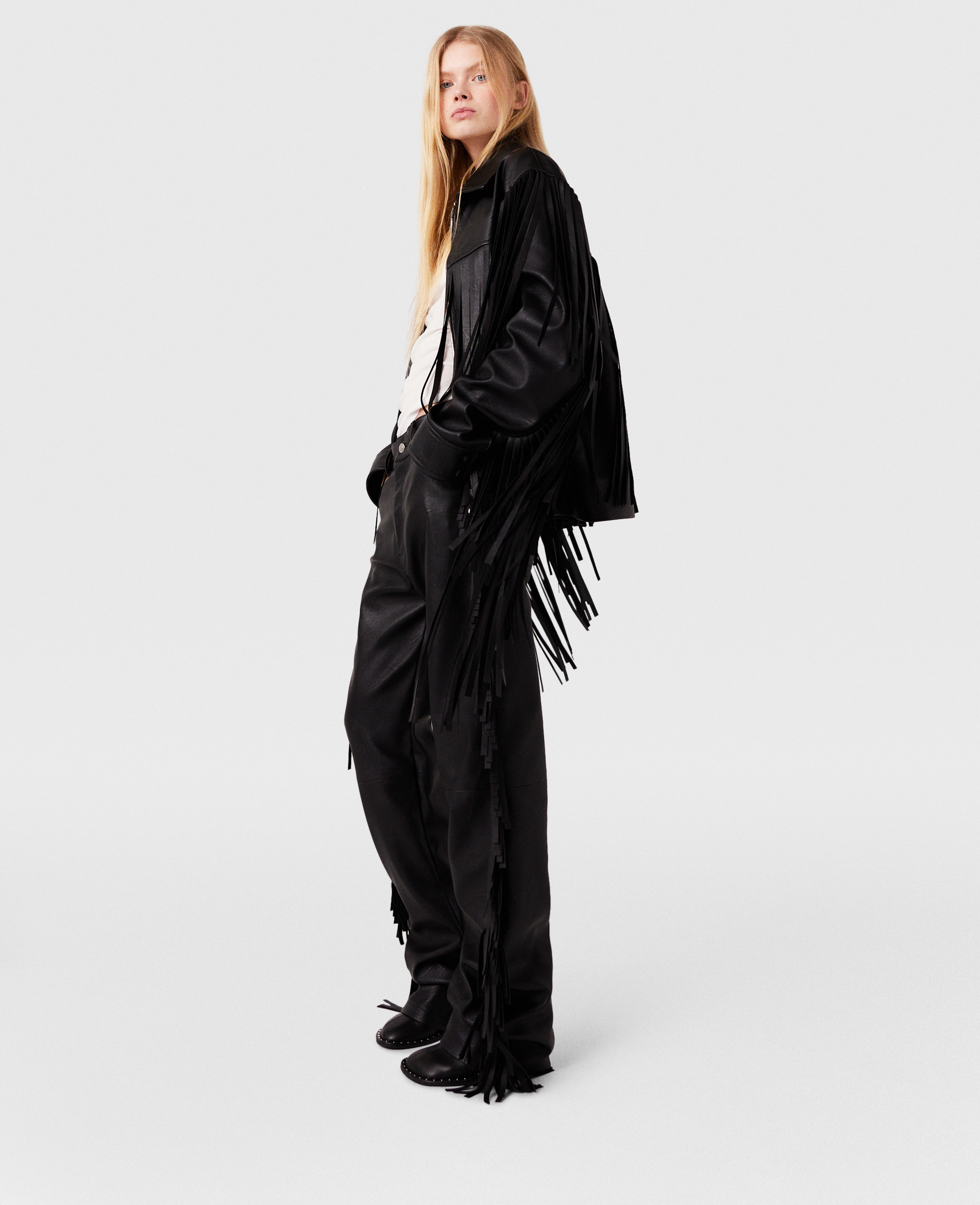 Stella McCartney – Fringe Alter Mat Jacket, Woman, Midnight black, Size: 40