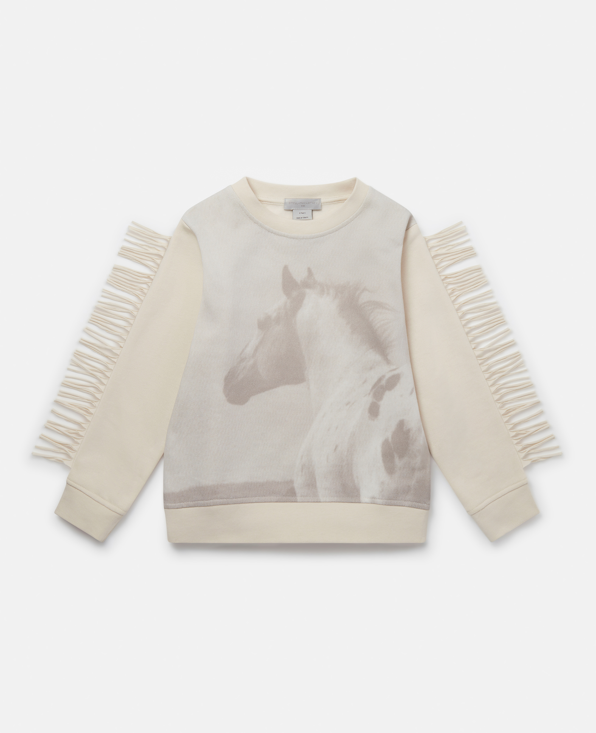 STELLA MCCARTNEY HORSE GRAPHIC FRINGED SWEATSHIRT