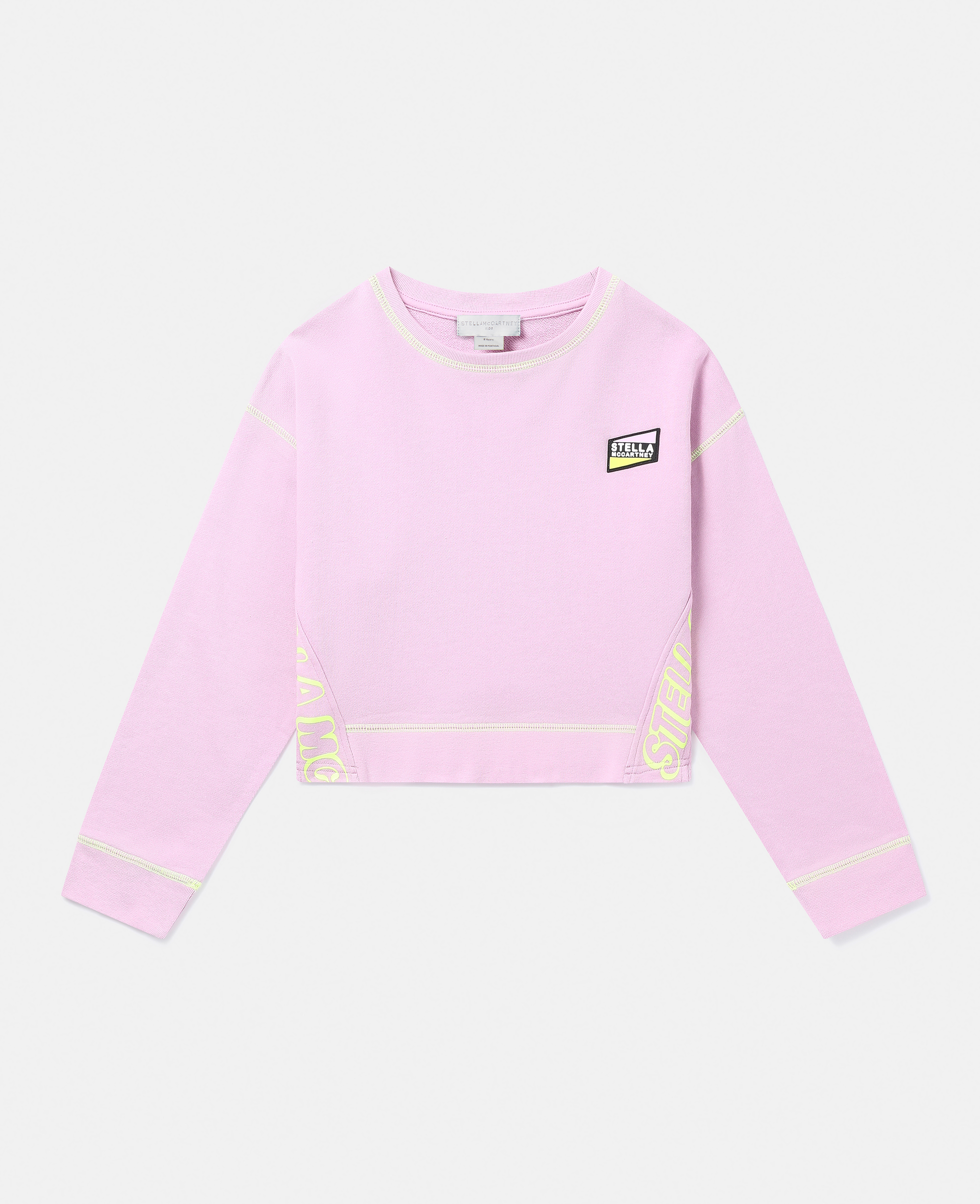 Stella Mccartney Kids' Smc Neon Trim Cropped Sweatshirt In Lilac