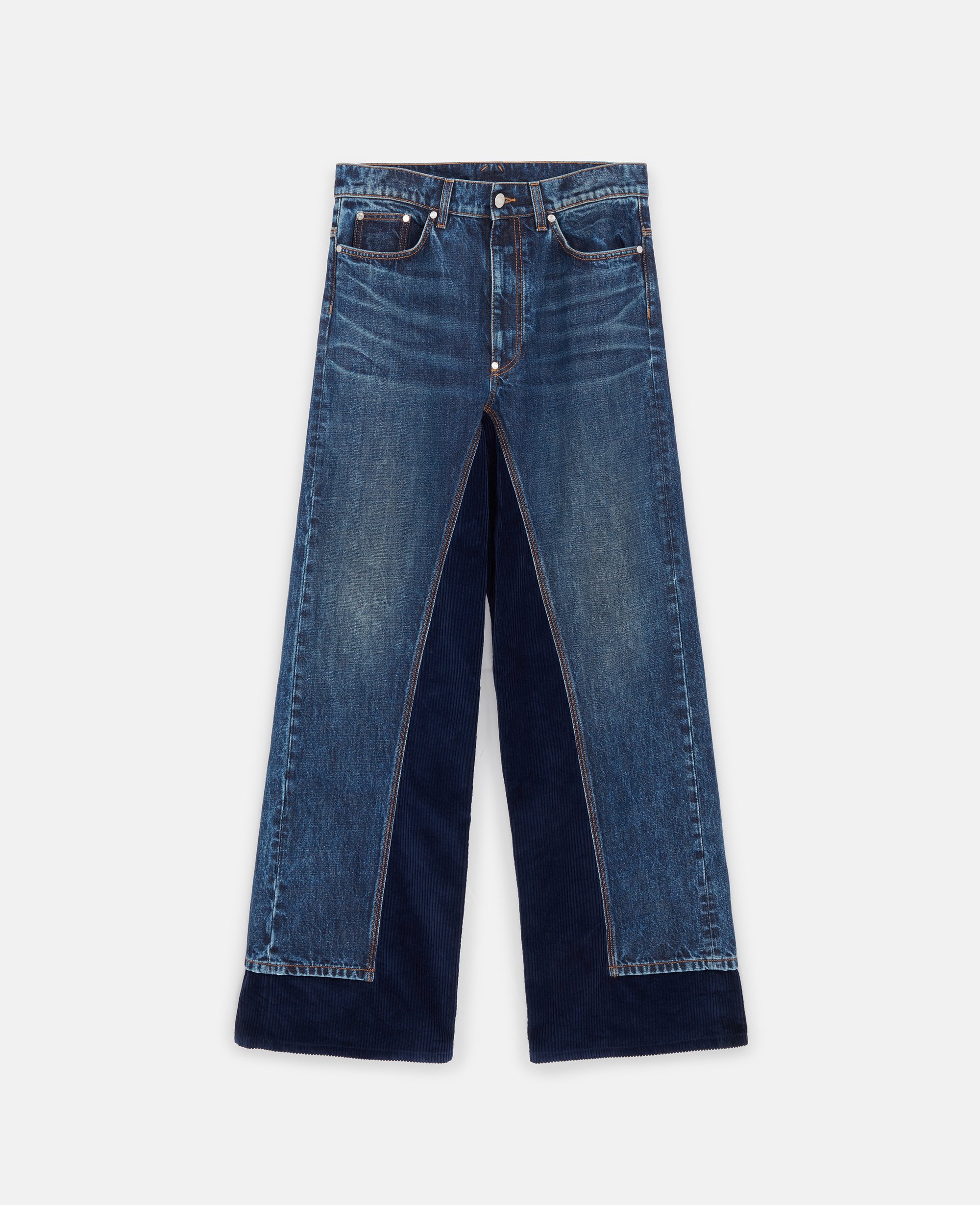 Stella McCartney – Corduroy High-Rise Straight Leg Jeans, Woman, Dark wash blue denim, Size: 25