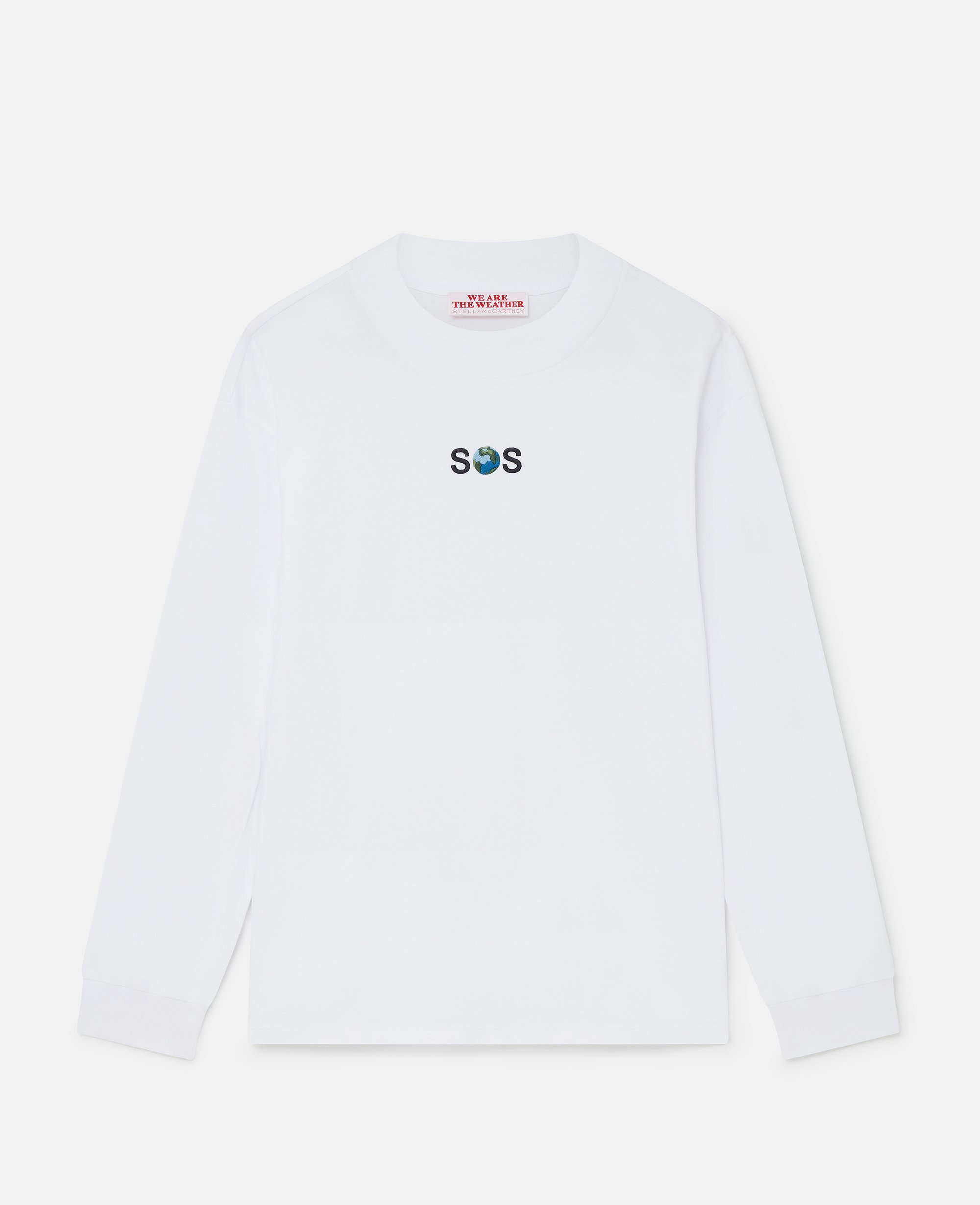 Stella McCartney – SOS Embroidered Long-Sleeve T-Shirt, Woman, Polar white, Size: XL