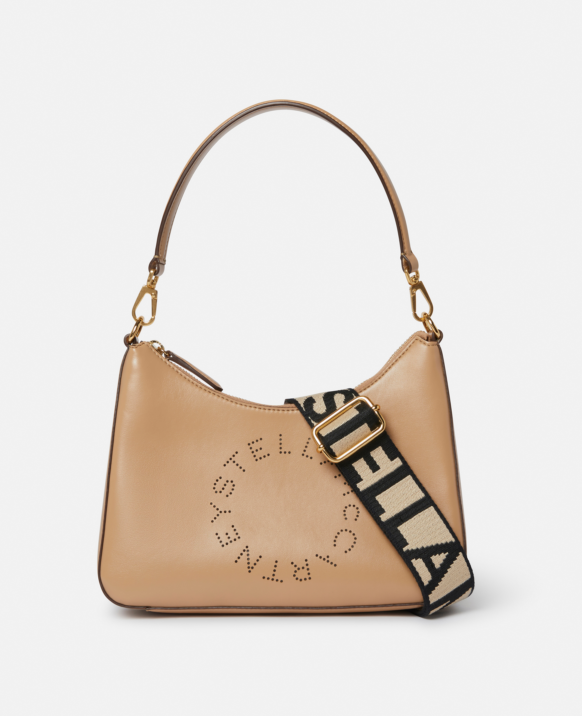 Stella Mccartney Logo Small Shoulder Bag In Natural