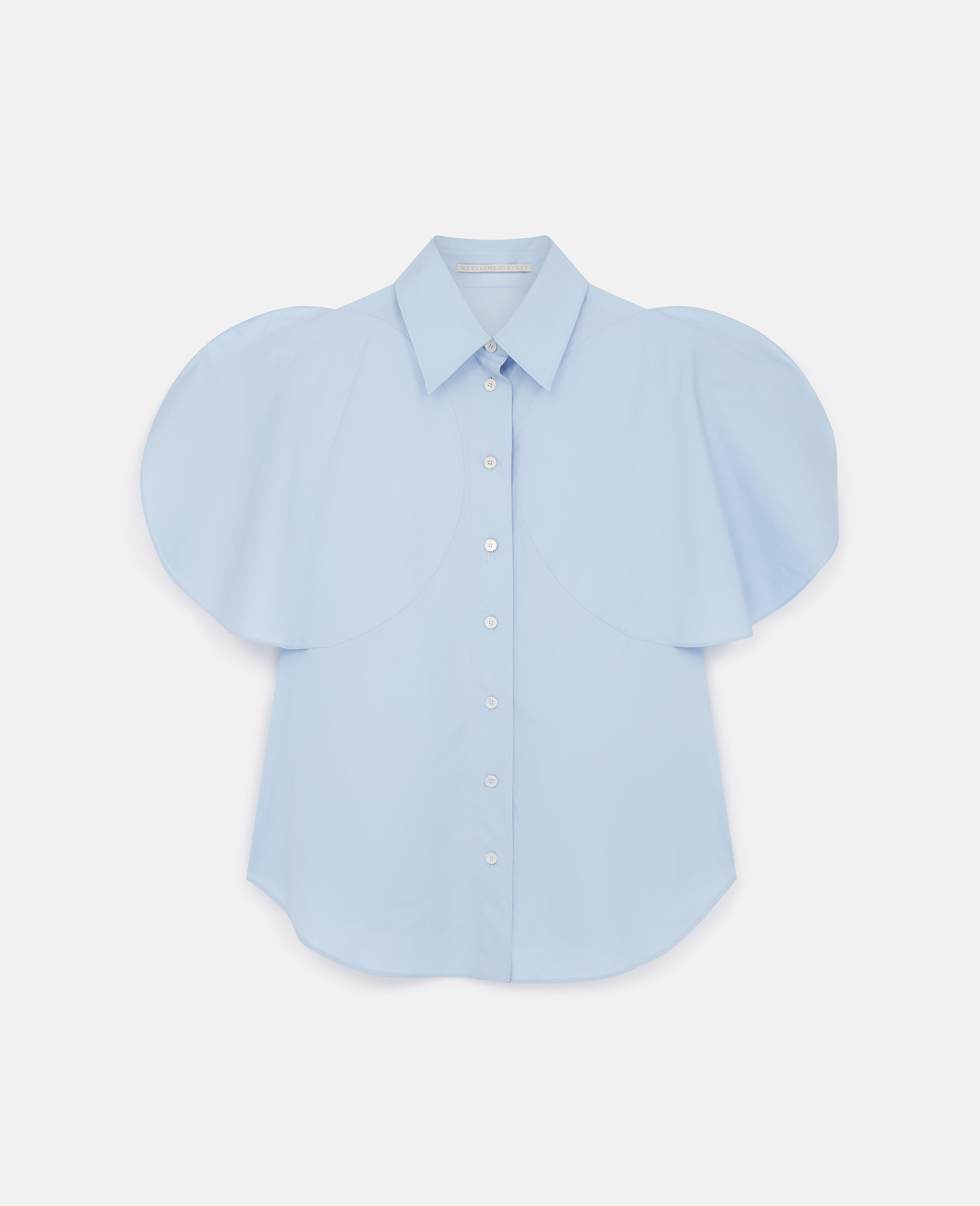 Stella McCartney – Flared Short Sleeve Shirt, Woman, Sky blue, Size: 44