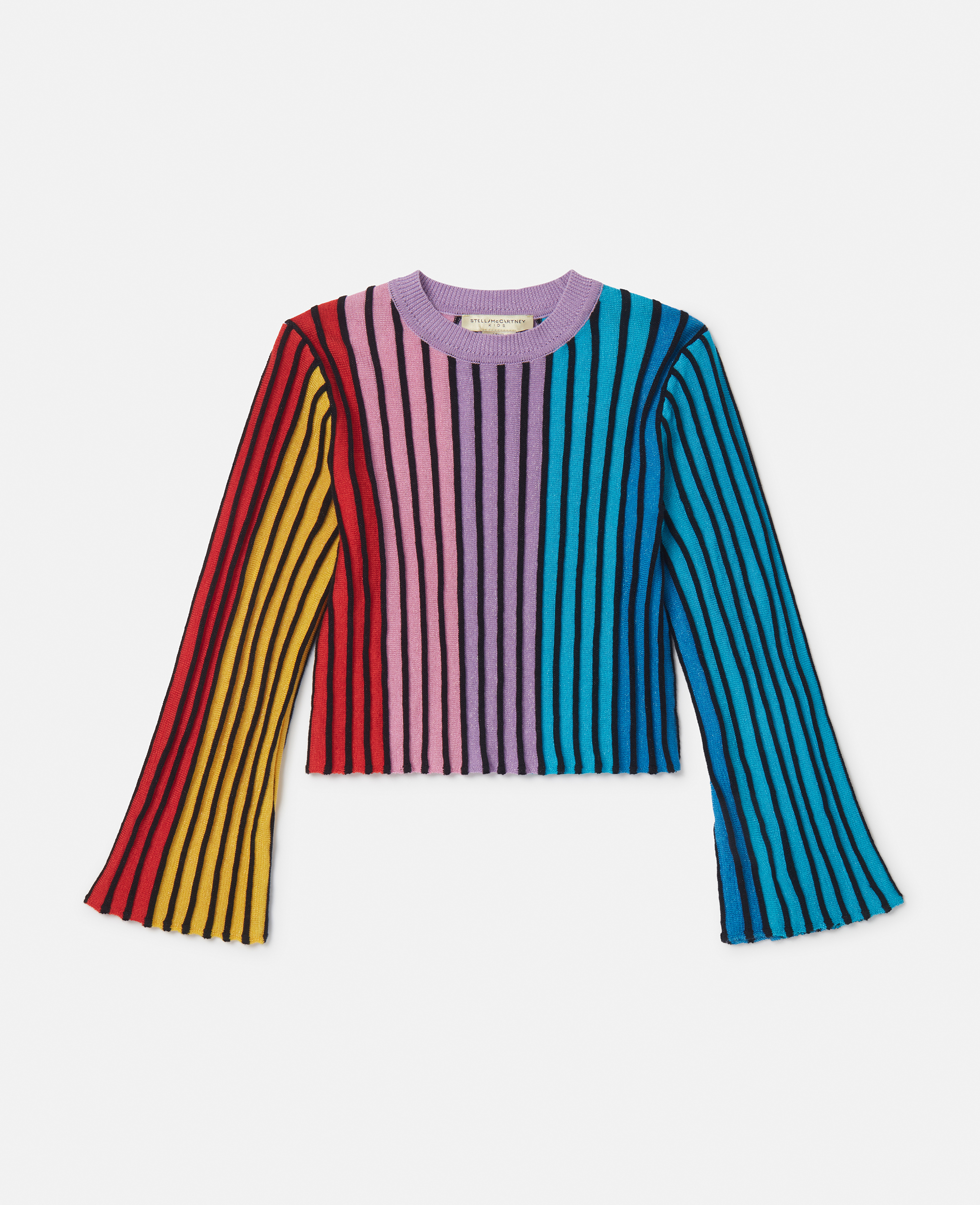 Shop Stella Mccartney Rainbow Striped Flared Top In Multicolor