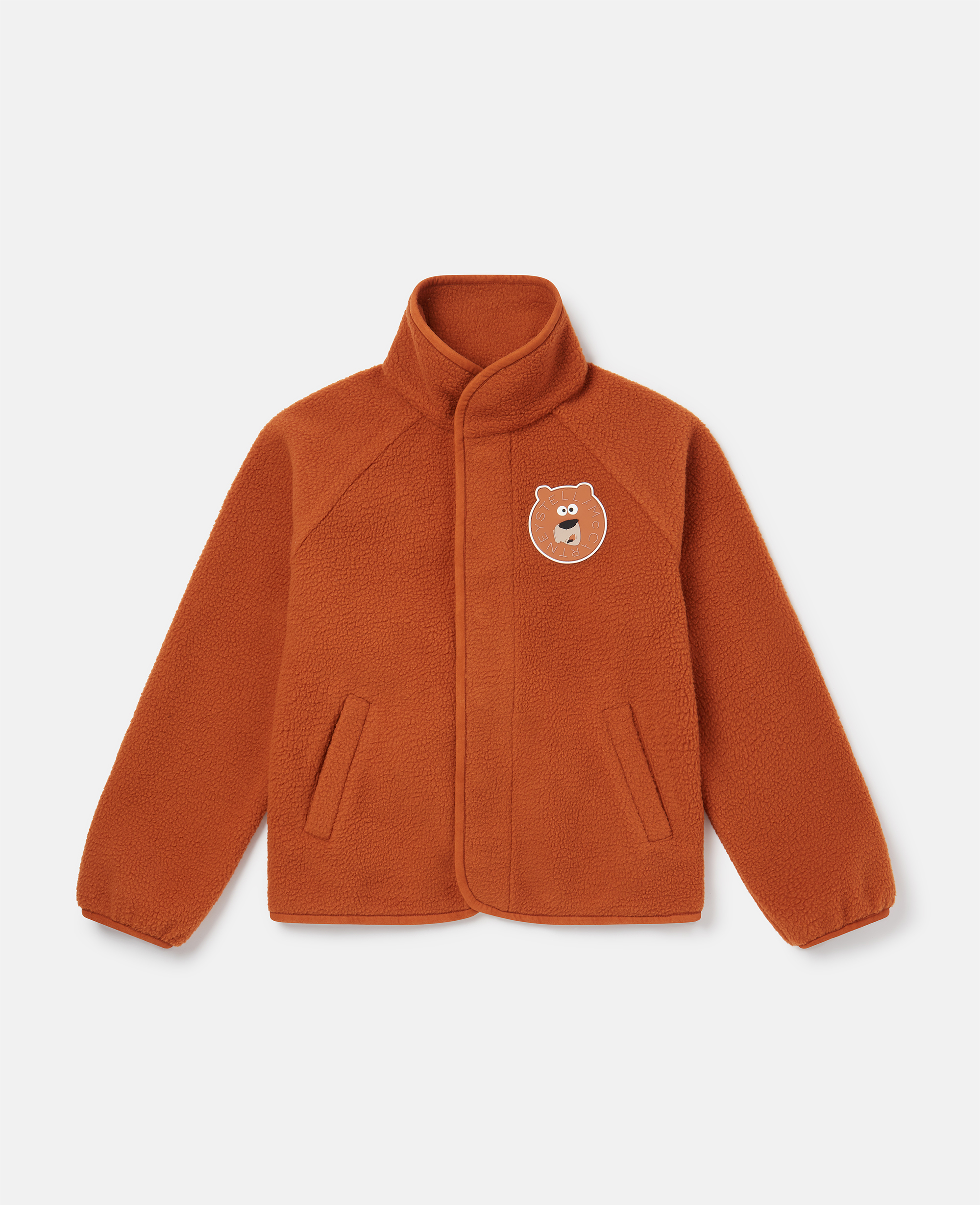 Stella Mccartney Kids' Bear Patch Fleece Jacket In Brown