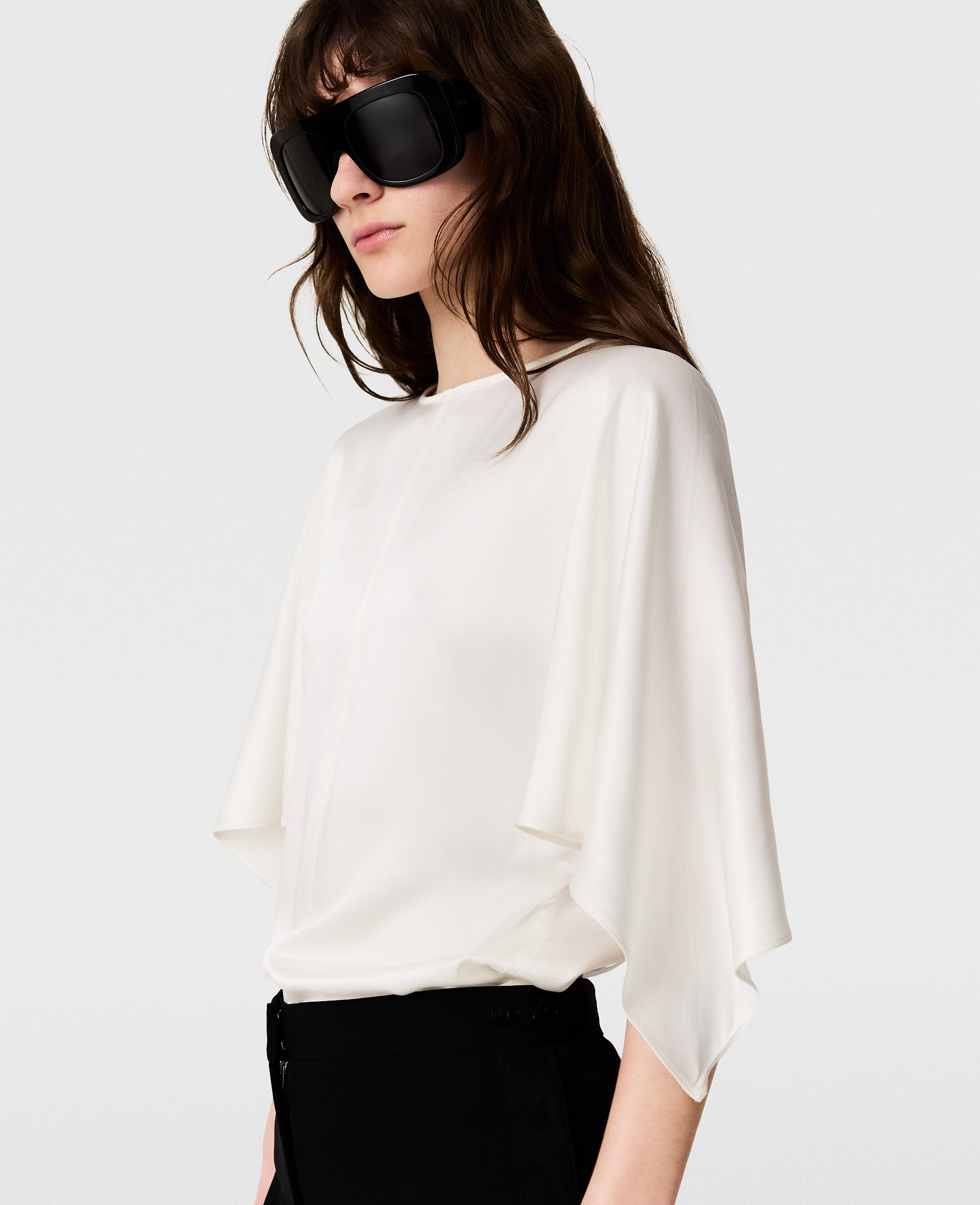 Stella McCartney - Handkerchief Sleeve Satin Top, , Size: 36