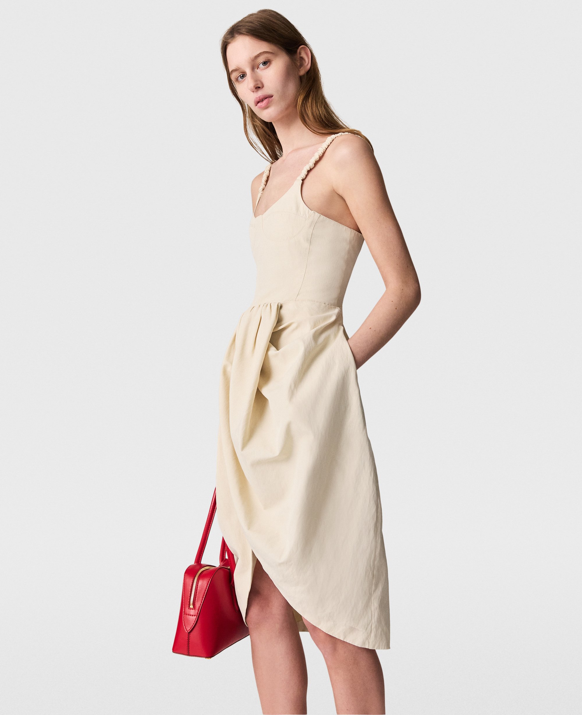 Robe midi a jupe plissee avec lanieres froncees, , , Taille: 40 - Stella McCartney - Modalova