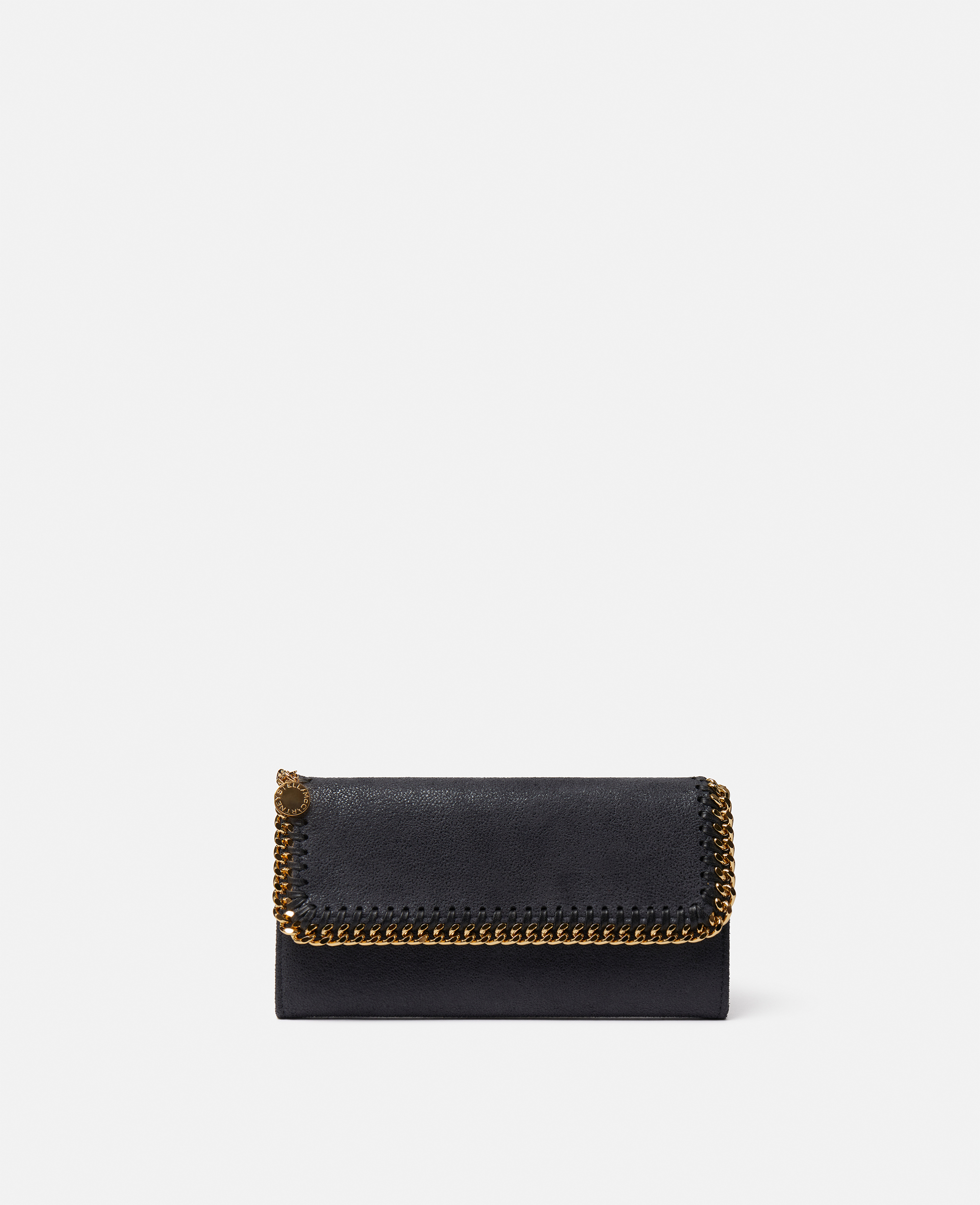 Stella Mccartney Falabella Flap Continental Wallet In Black