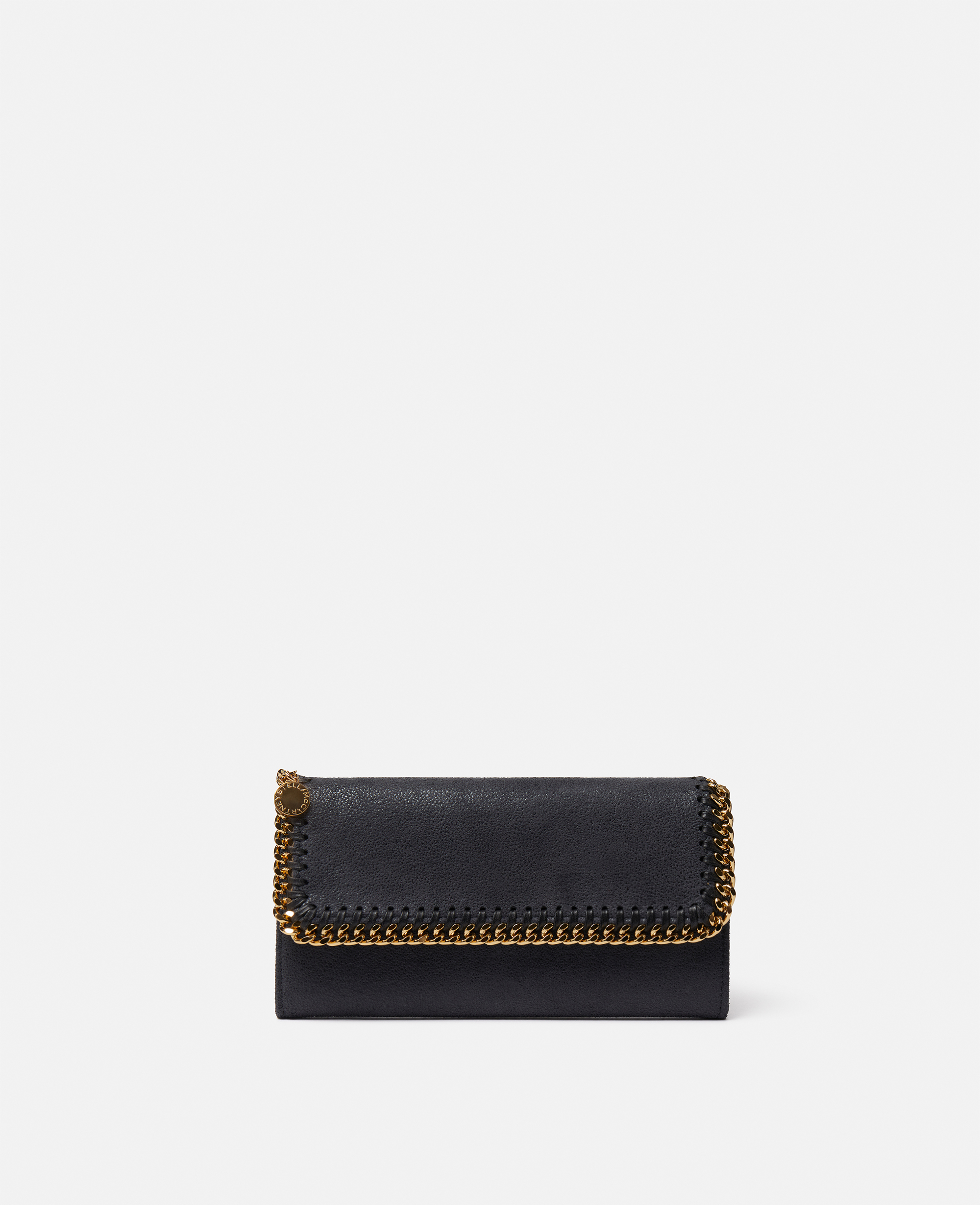 Stella Mccartney Falabella Flap Continental Wallet In Shadow Black