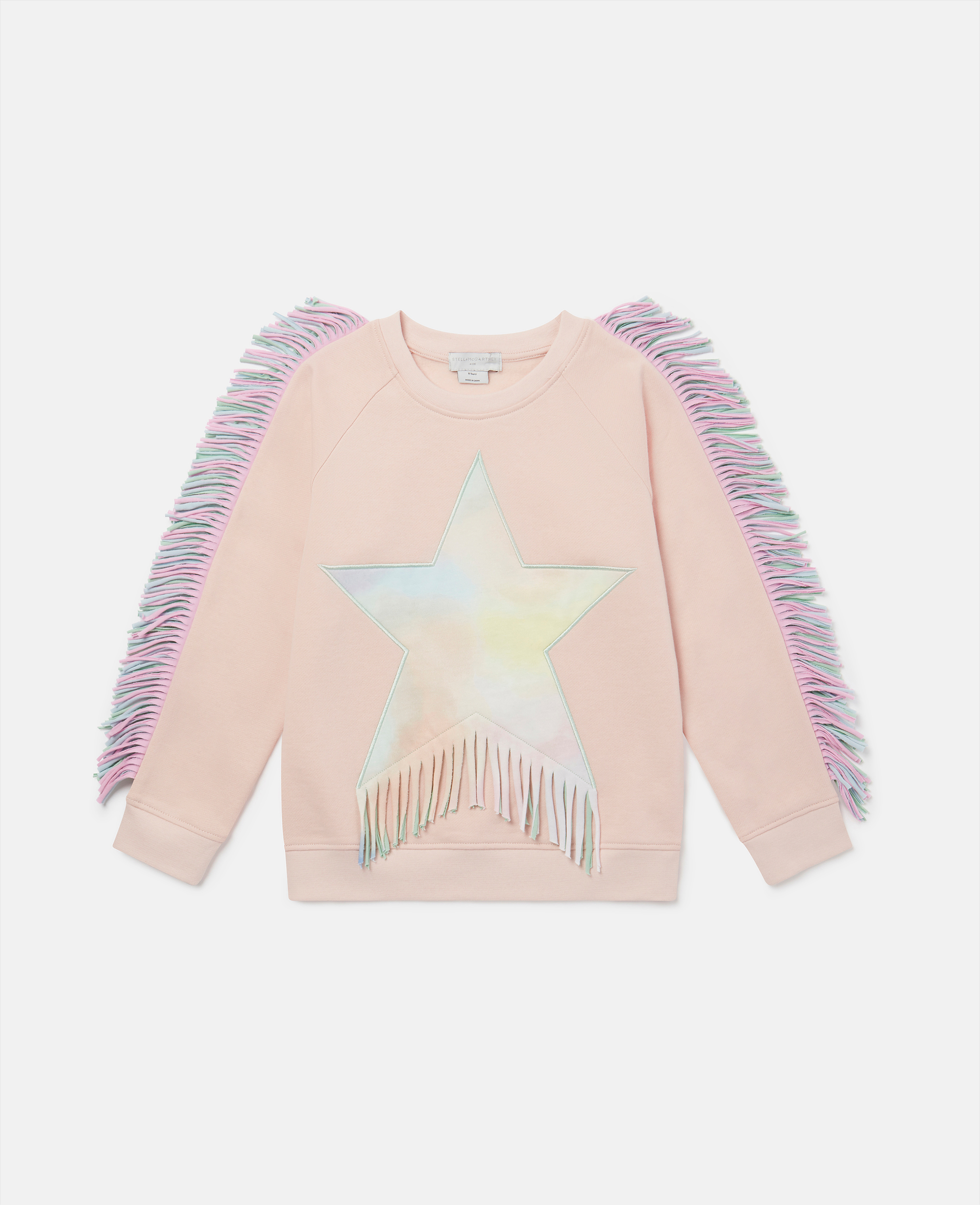 stella mccartney - fringed star sweatshirt, woman, pink, size: 3