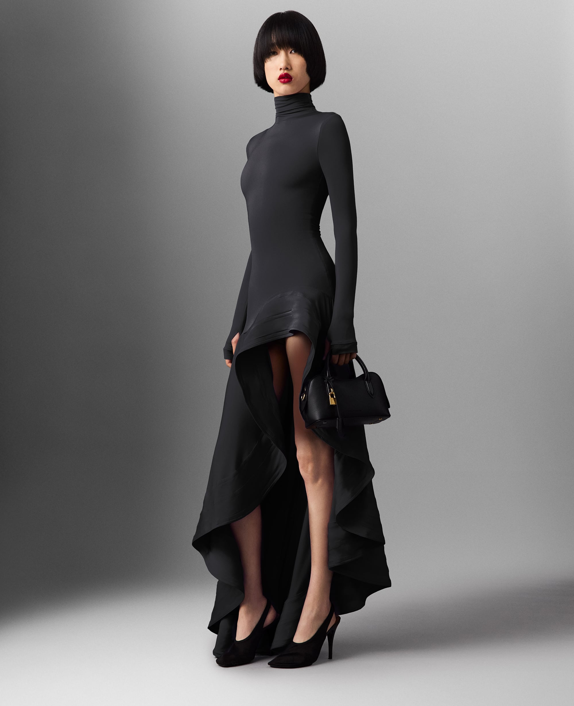 Stella McCartney - Crepe Jersey Frill Cocktail Dress, , Size: 38