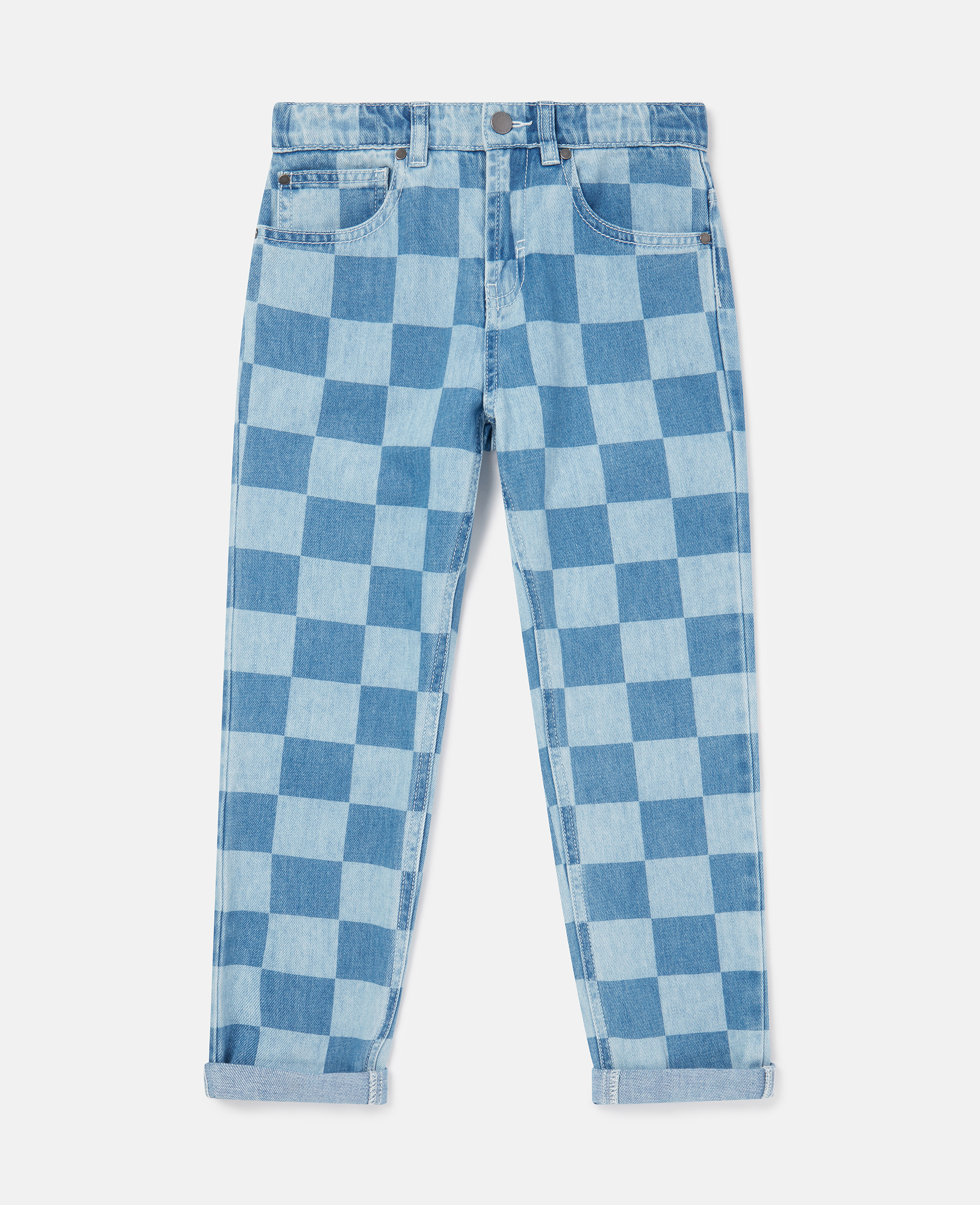 Stella Mccartney Checkerboard Print Jeans In Cream