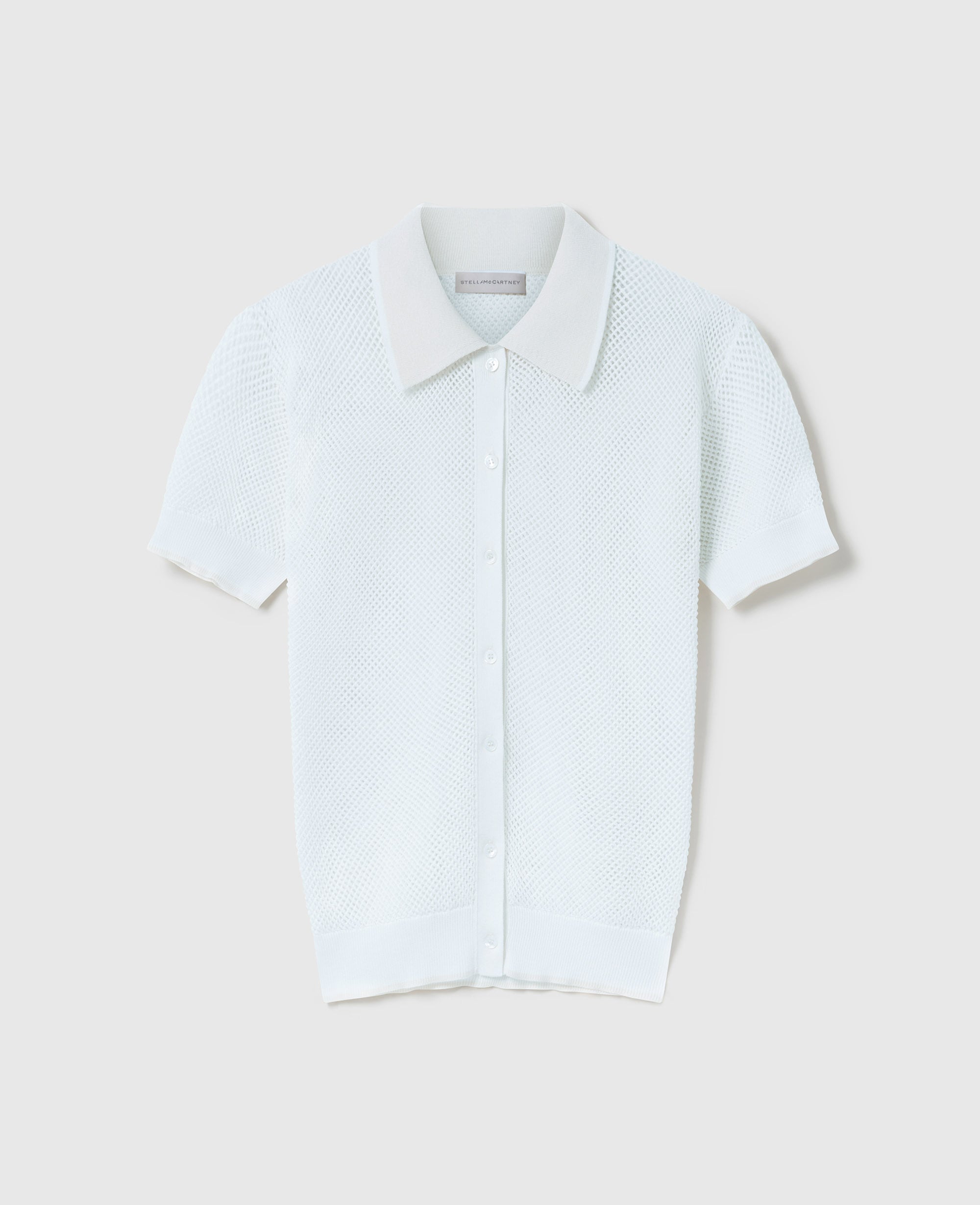 Stella McCartney - Sheer Crochet Short-Sleeve Shirt, , Size: XS