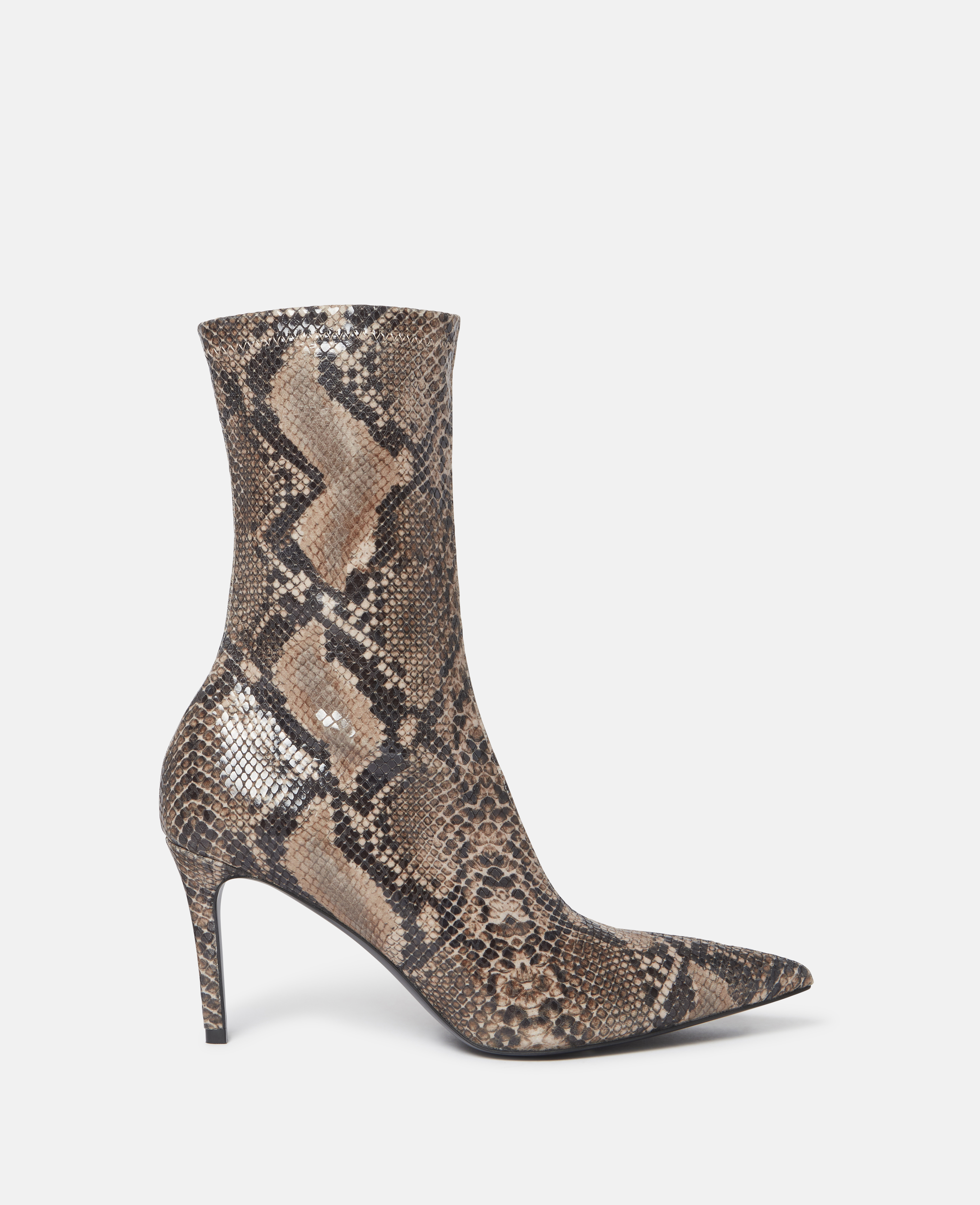 Stella Mccartney Stella Iconic Python Print Heeled Ankle Boots In Coffee