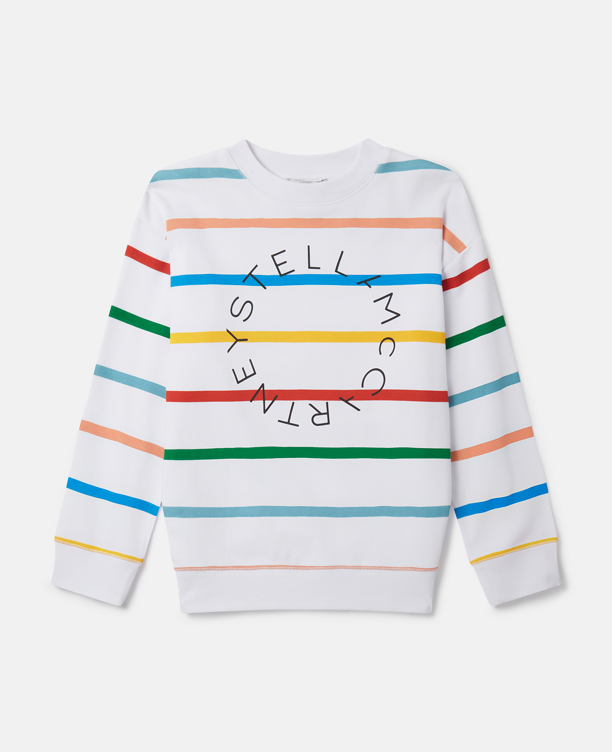 Stella Mccartney Kids' Logo Striped Sweatshirt In White Multicolour