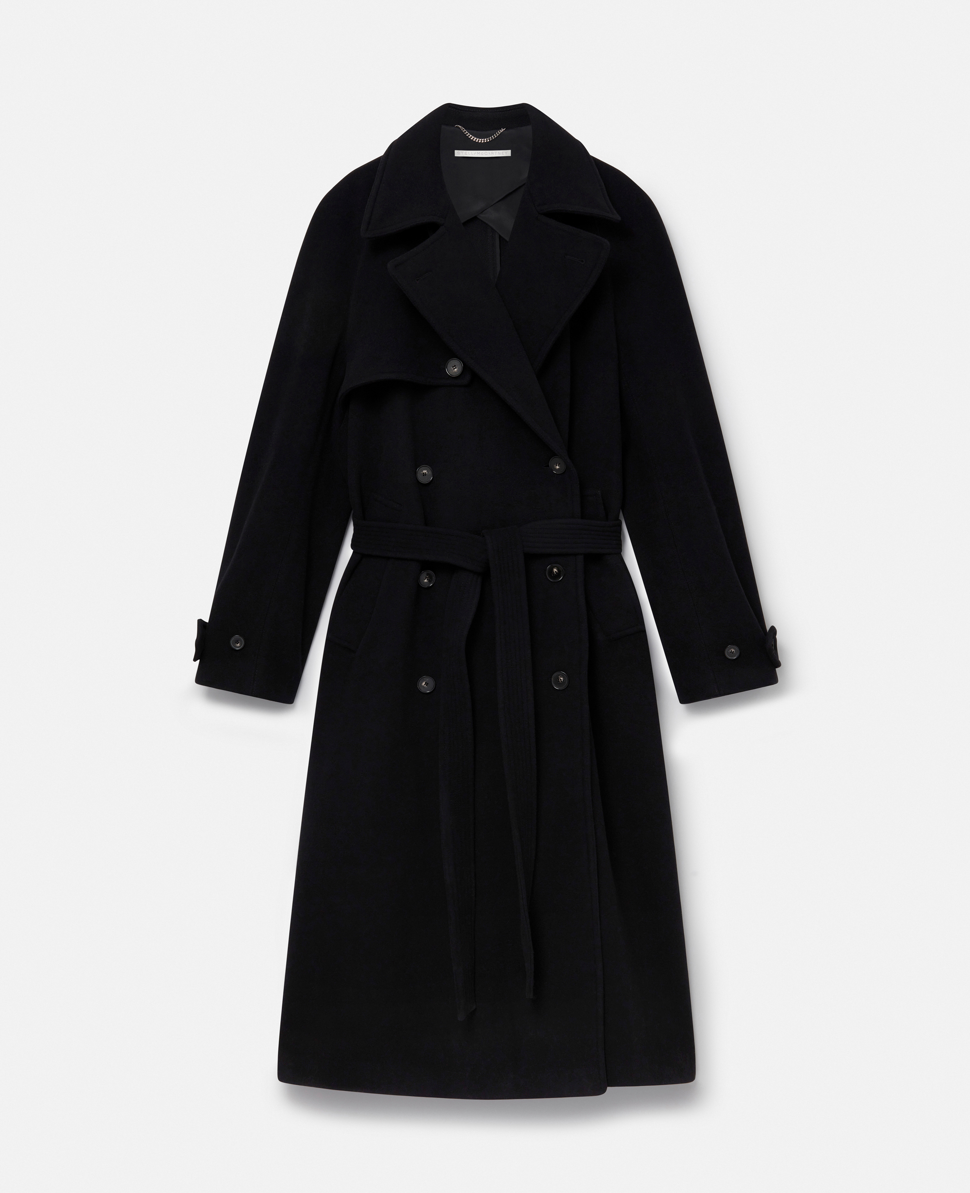 Stella McCartney – Banana Sleeve Belted Long Coat, Woman, Black, Size: 44