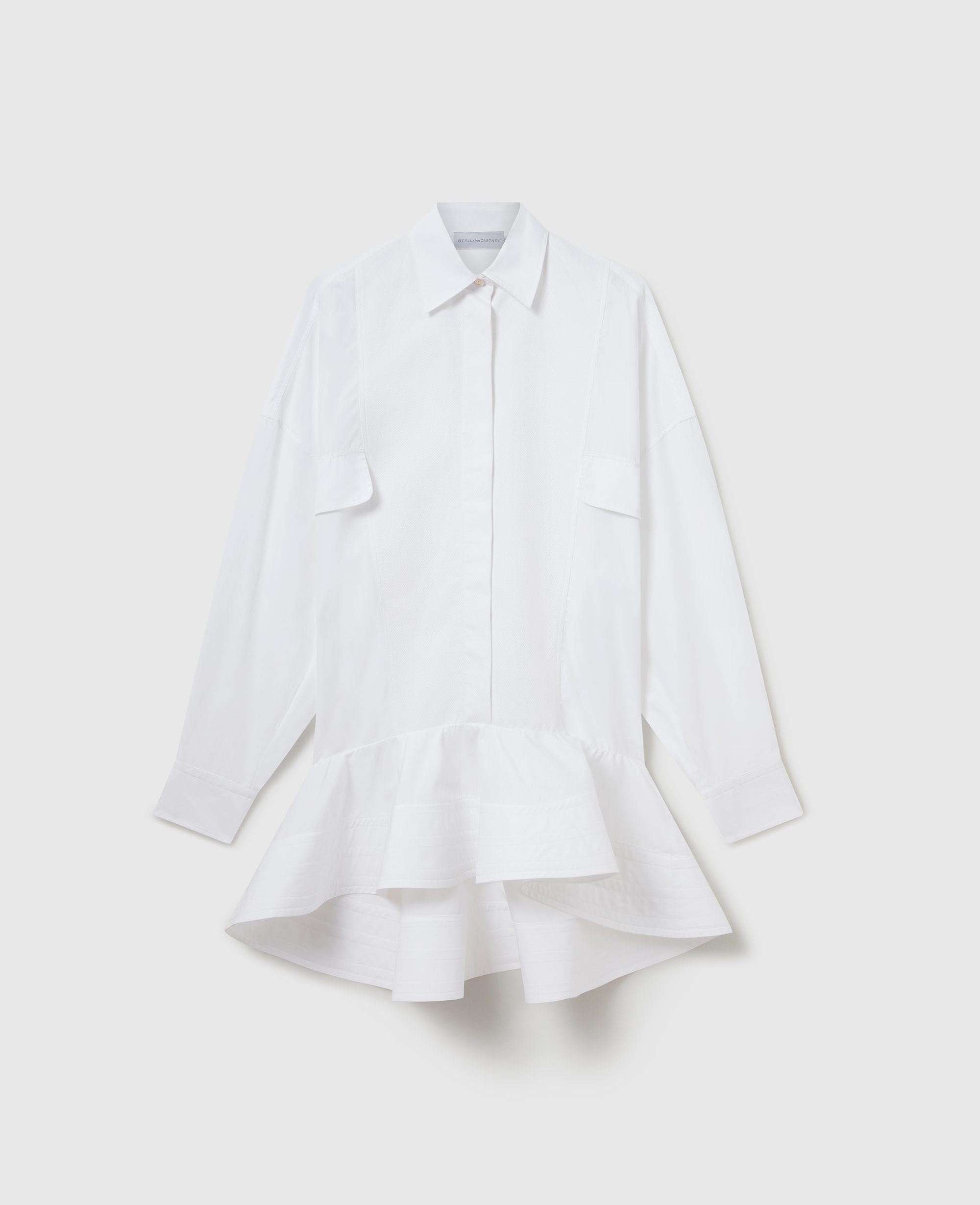 Stella McCartney - Poplin Peplum Piqué Shirt Dress, , Size: 40