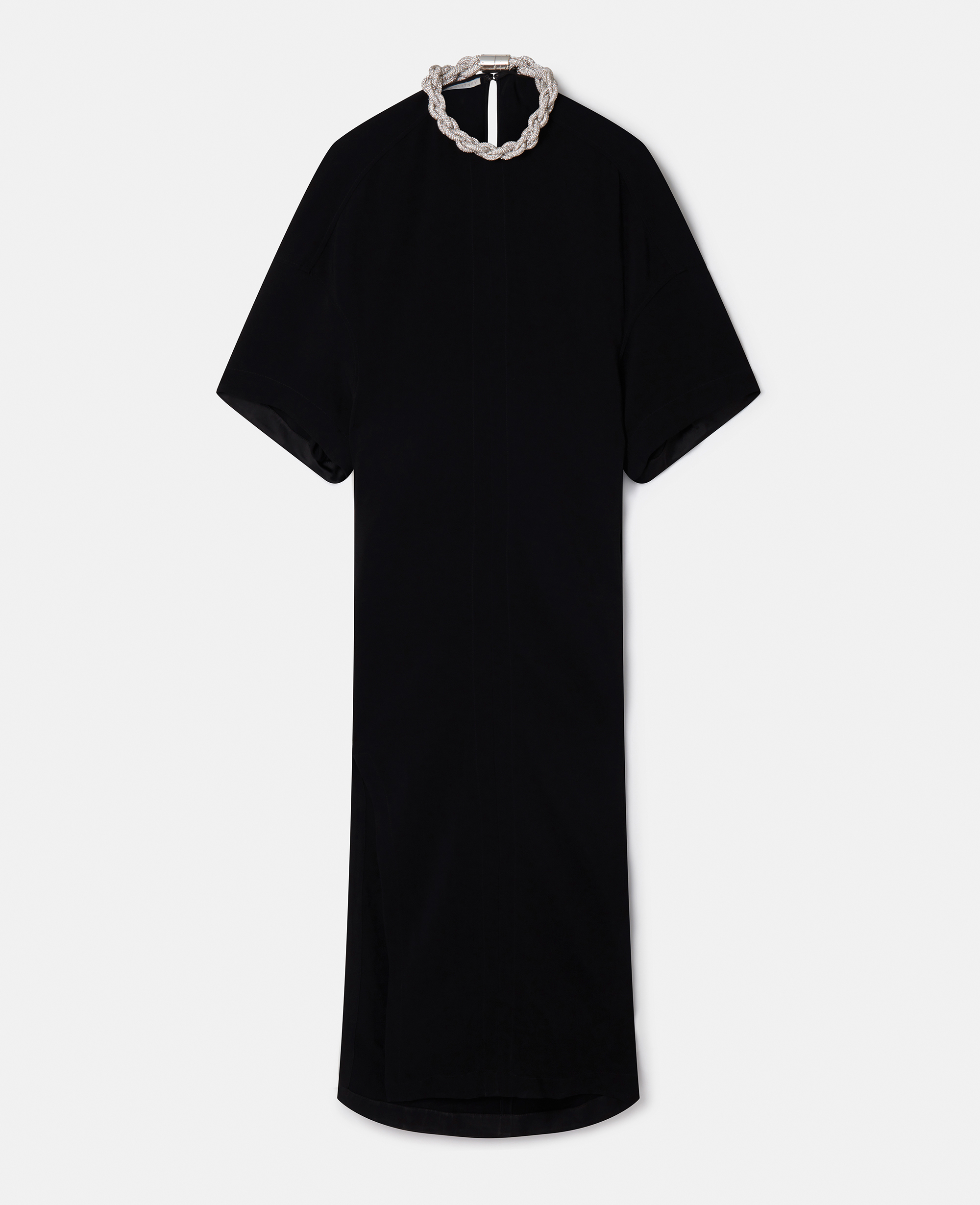 Stella Mccartney Falabella Crystal Chain Maxi Dress In Black