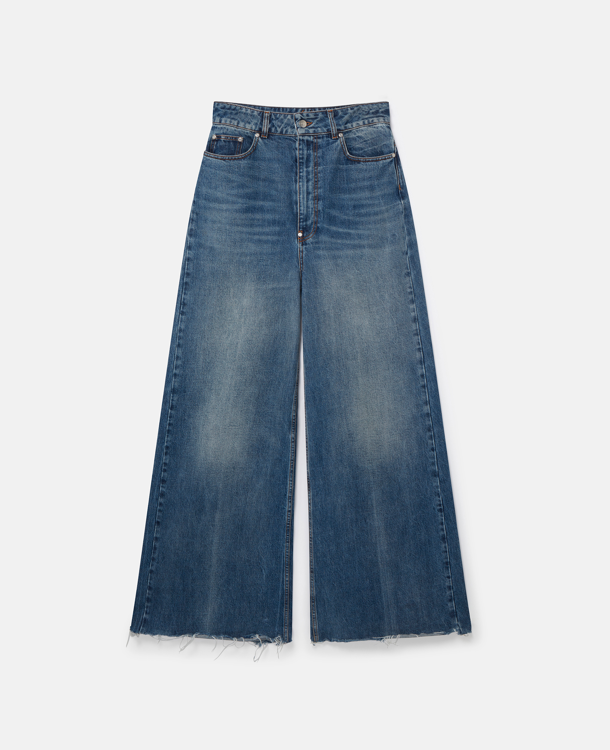 Shop Stella Mccartney Slouchy Flared High-rise Denim Jeans In Vintage Wash Denim