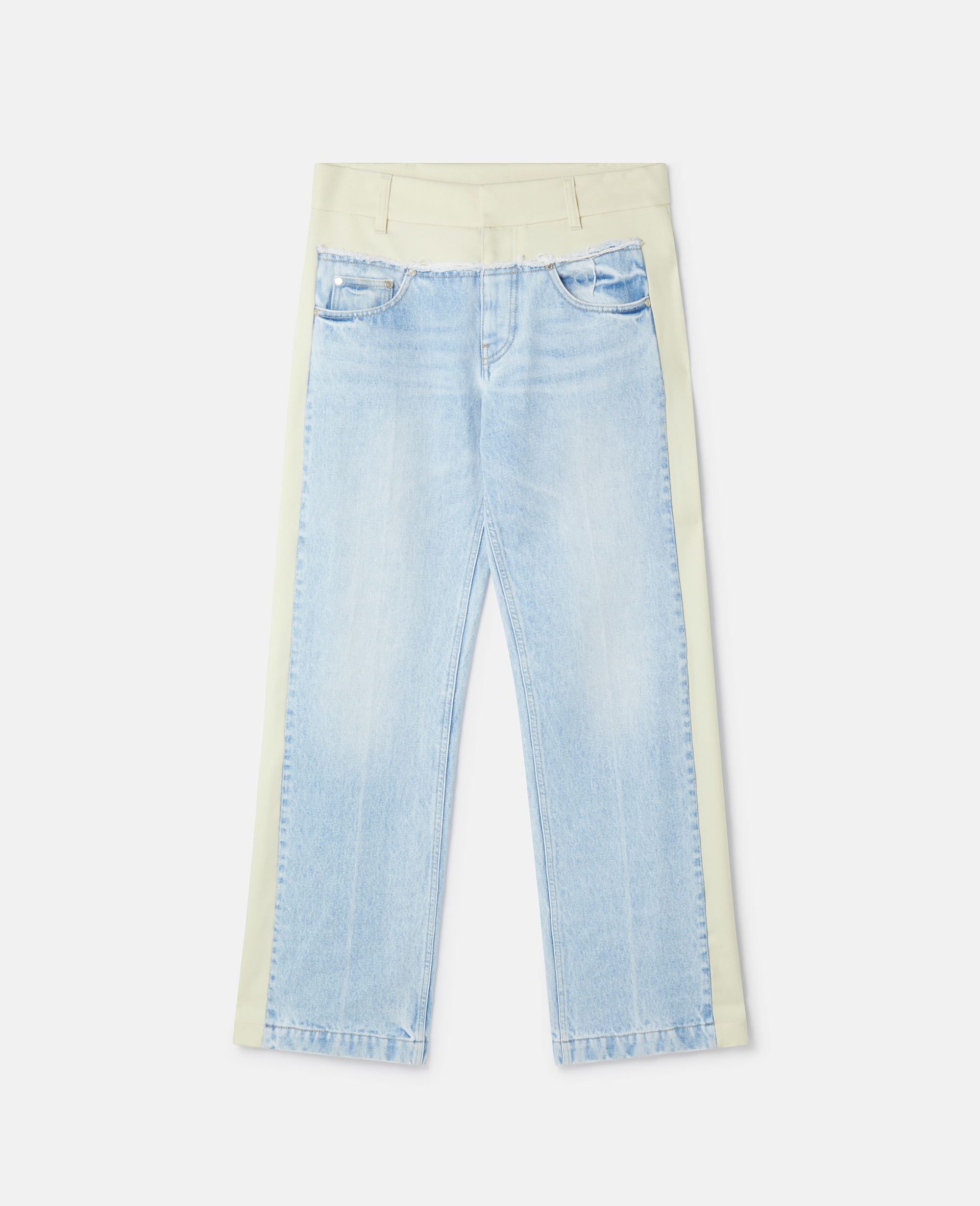 Shop Stella Mccartney Two-tone Panelled Straight Leg Jeans In Blue/ecru