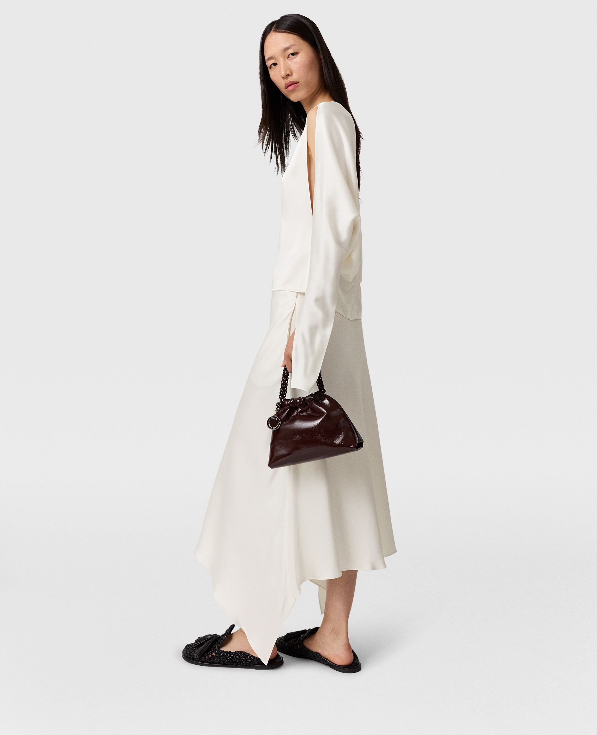 Jupe midi en satin à ourlet arrondi, , , Taille: 40 - Stella McCartney - Modalova