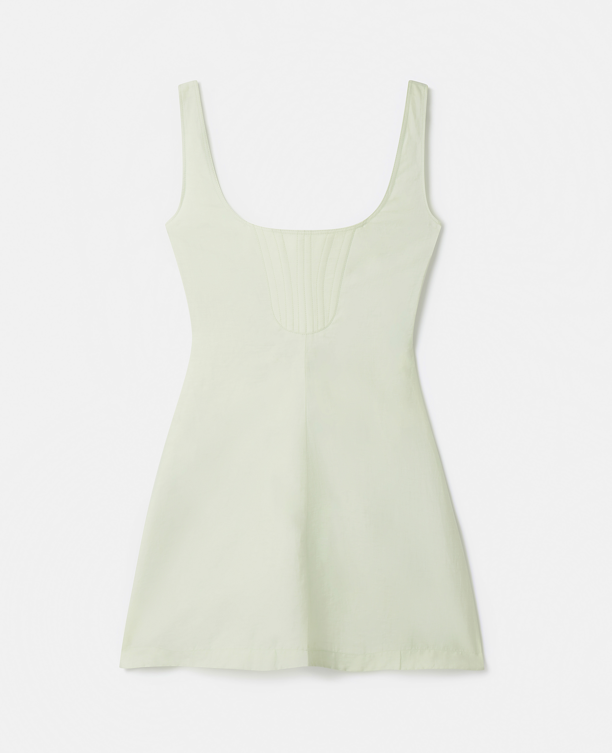 Stella Mccartney Square Neck Linen-cotton Skater Dress In Light Mint