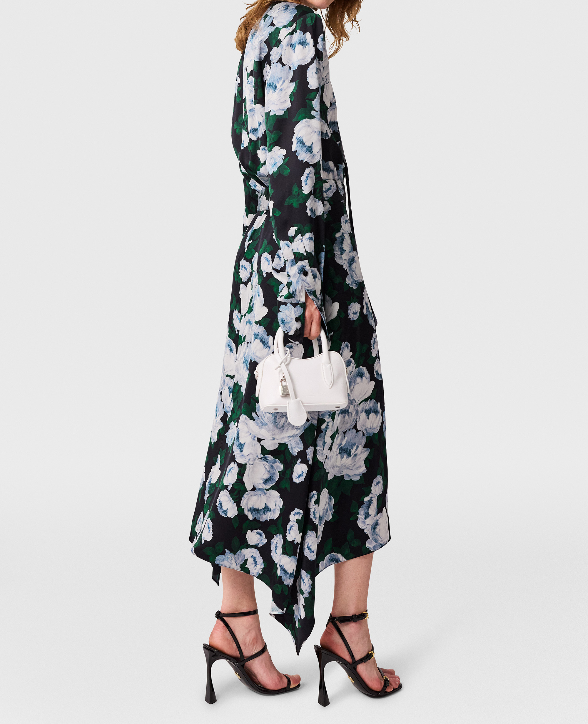 Stella McCartney - Floral Long-Sleeve Mesh Midi Dress, Woman, Multicolor, Size: 42