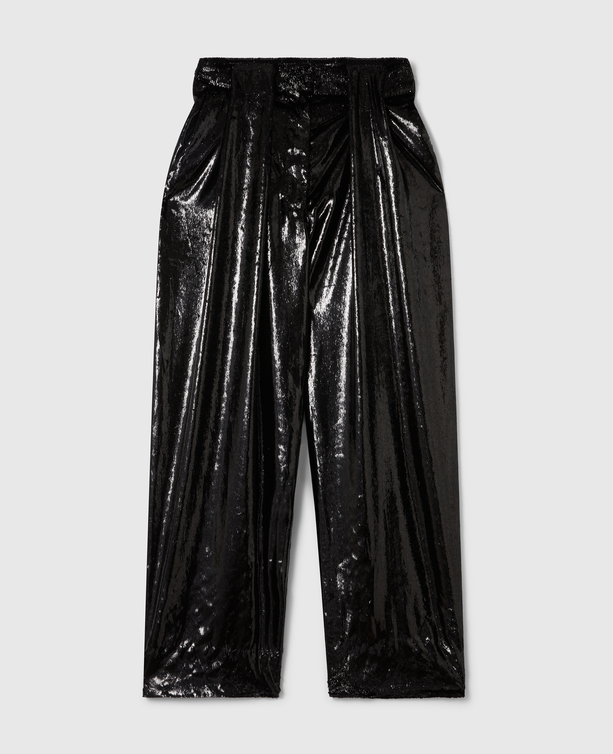 Stella Mccartney Slouchy Paneled Velvet Pants In Black