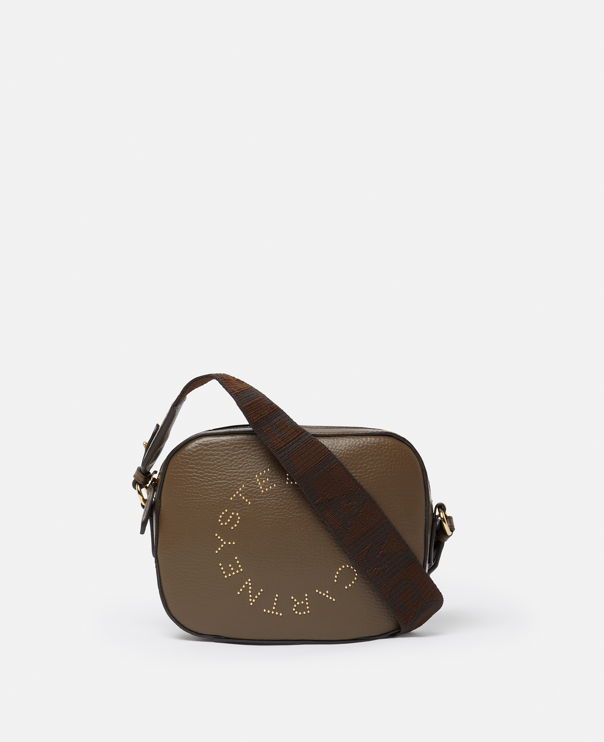 Stella Mccartney Logo Crossbody Camera Bag In Chocolate Brown