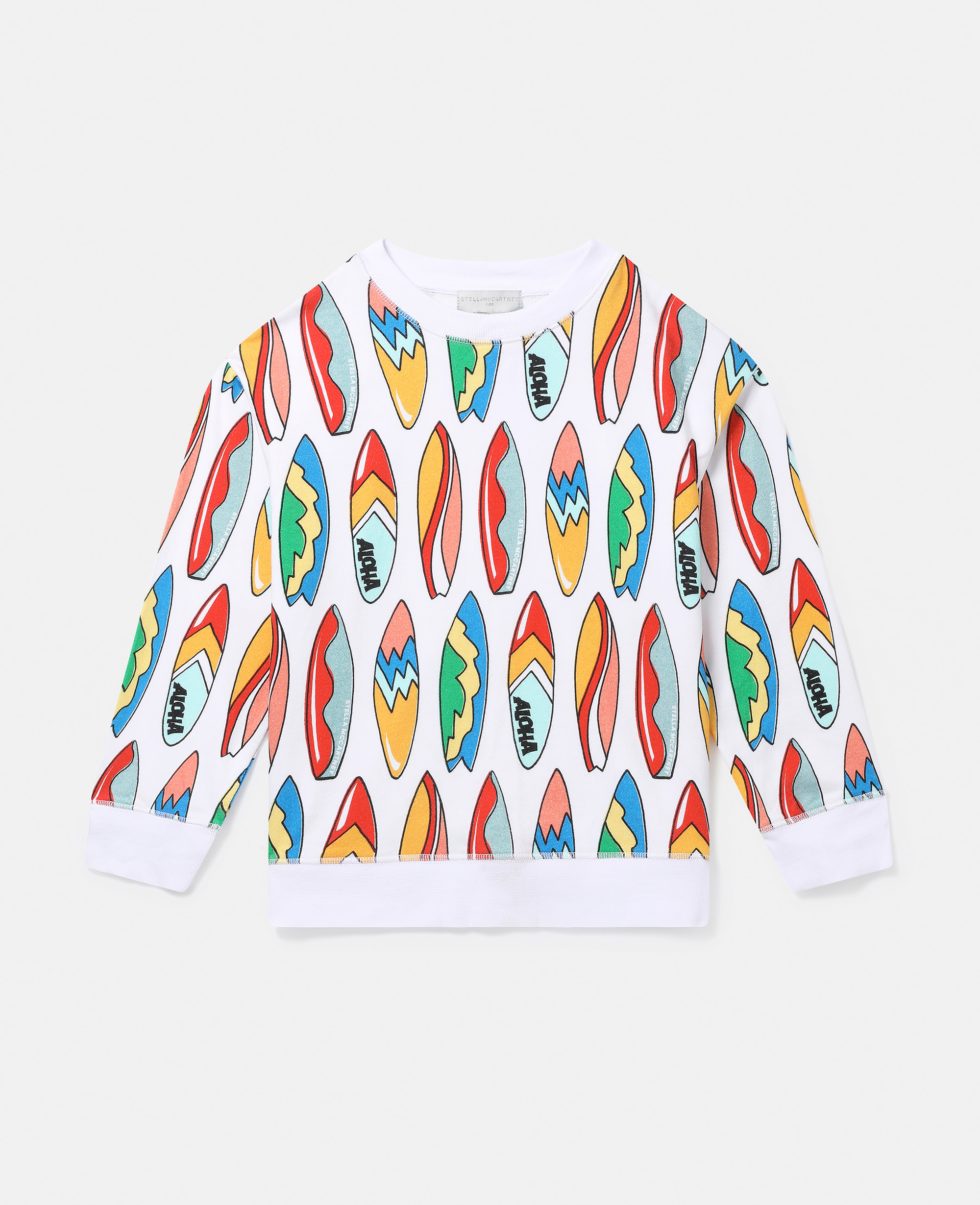 Stella Mccartney Kids' Surfboard Print Sweatshirt In White Multicolour